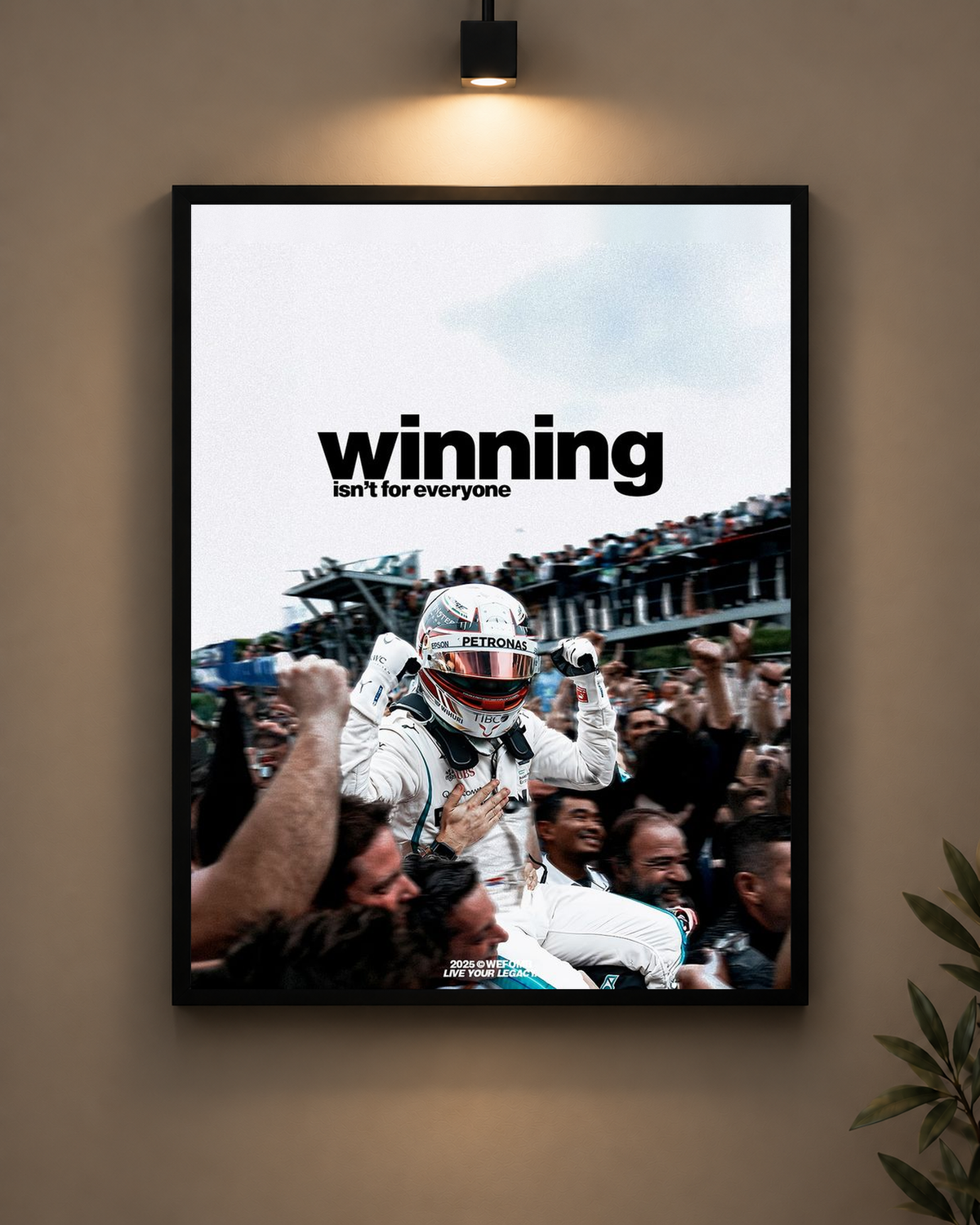 Lewis Hamilton Winning Frame in black frame - PrintIt