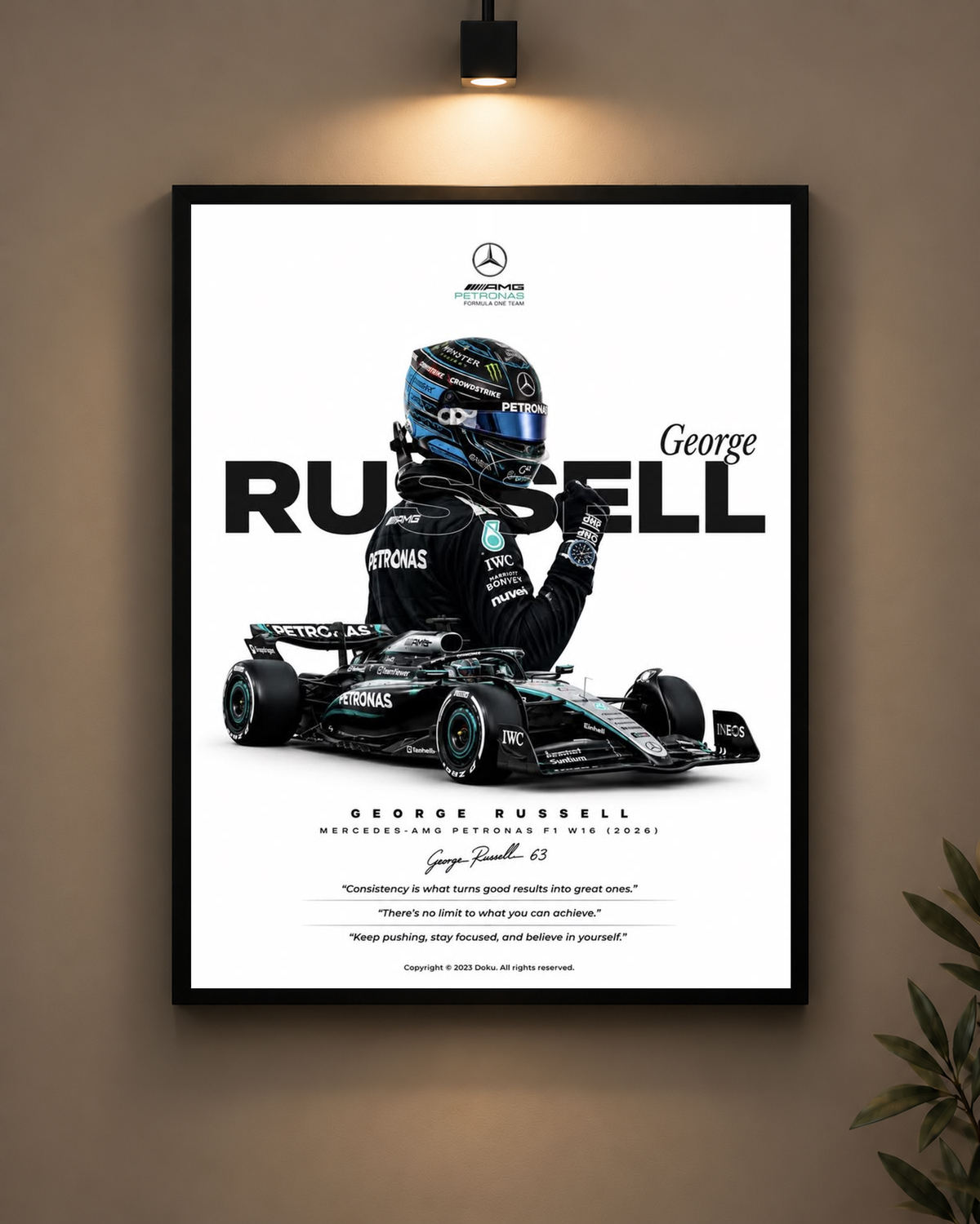 George Russell Mercedes Frame in black frame - PrintIt