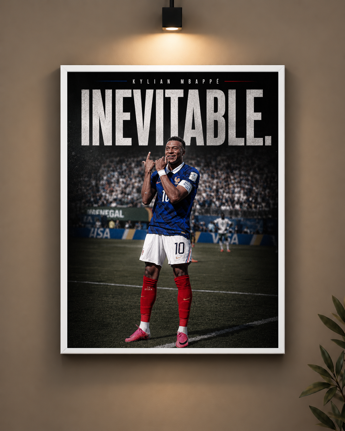 Mbappe Inevitable Frame in white frame - PrintIt