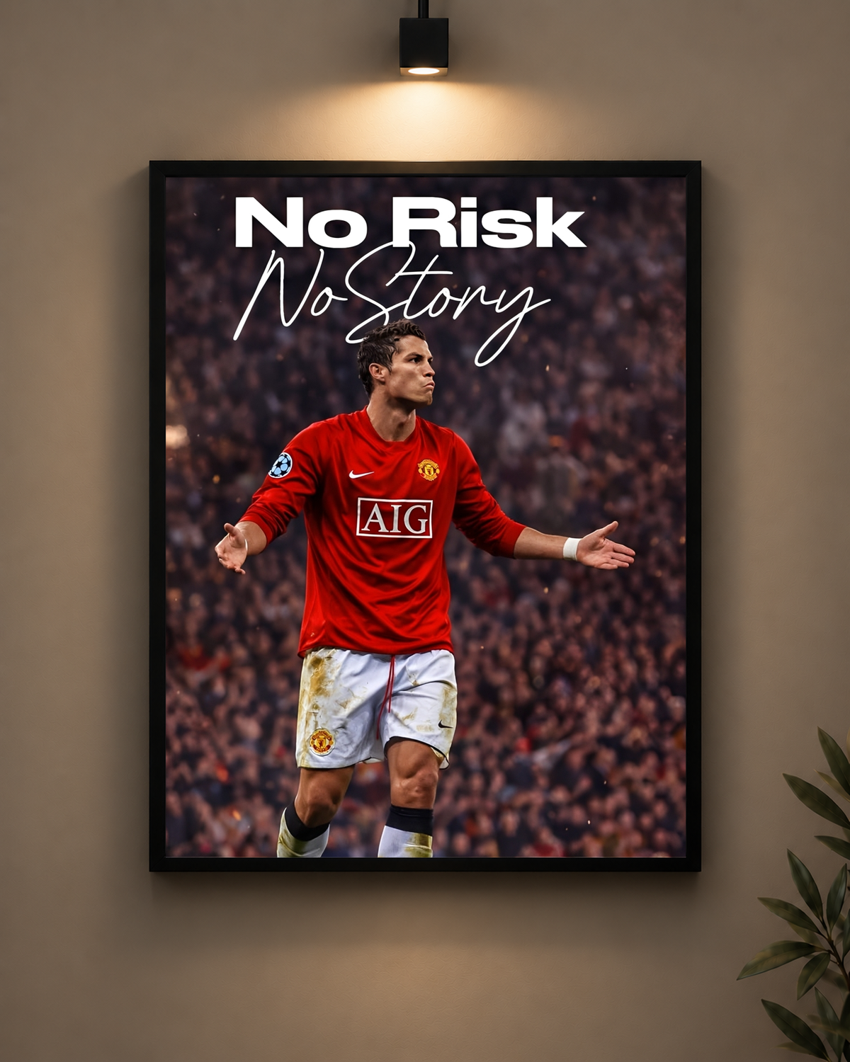 Ronaldo No Risk No Story Frame in black frame - PrintIt