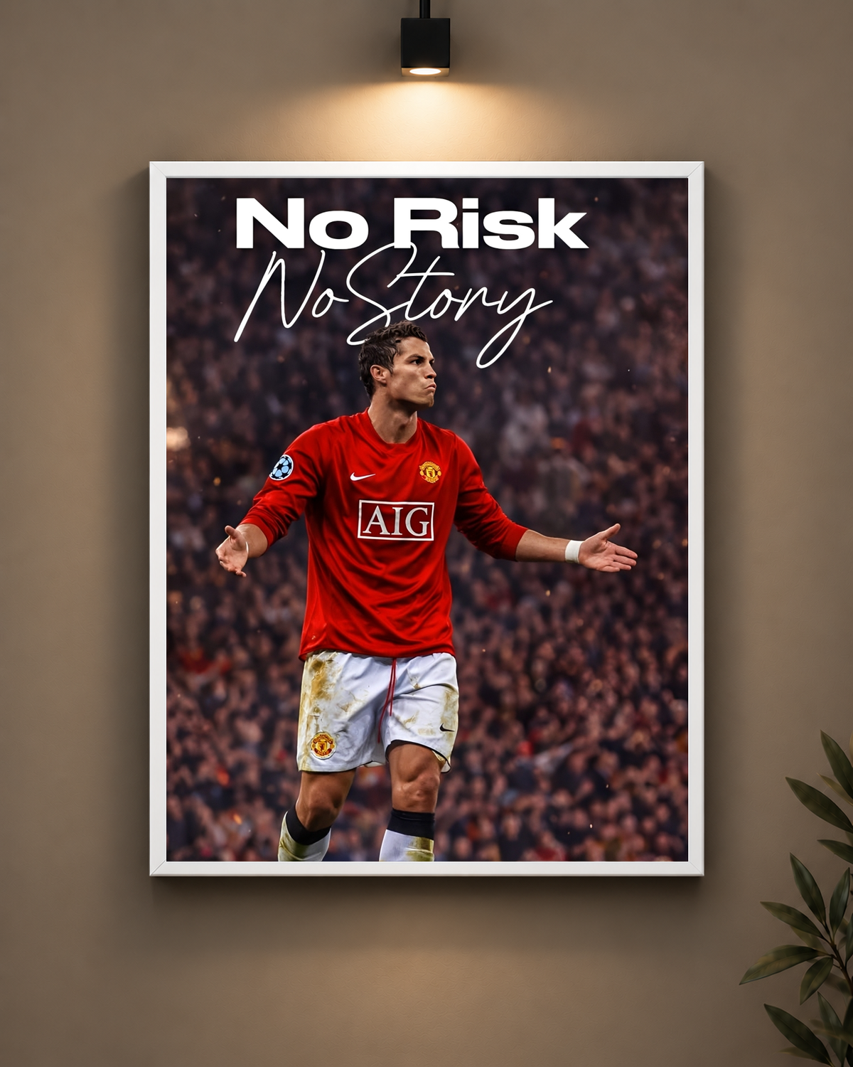 Ronaldo No Risk No Story Frame in white frame - PrintIt