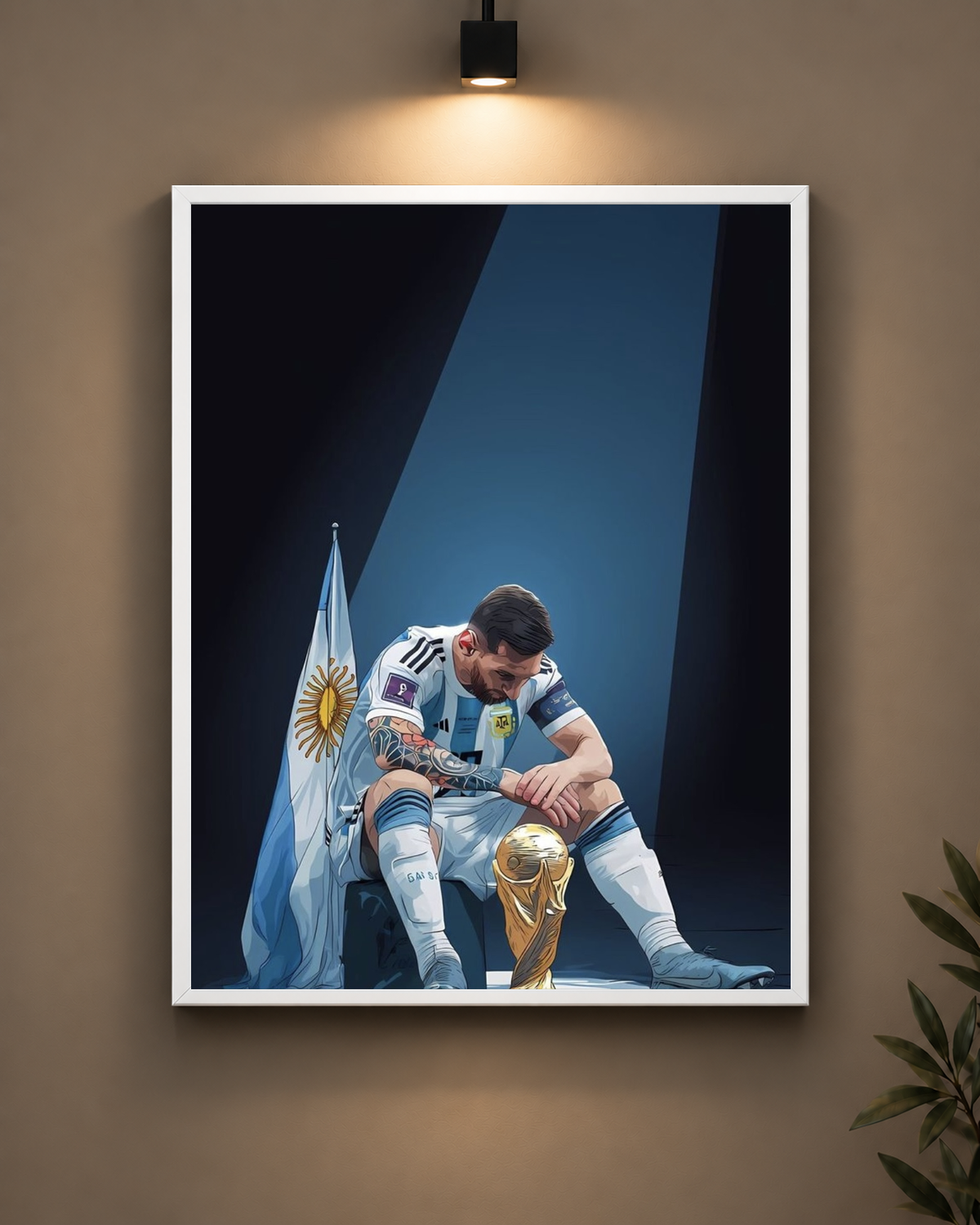 Messi World Cup Illustration Frame in white frame - PrintIt