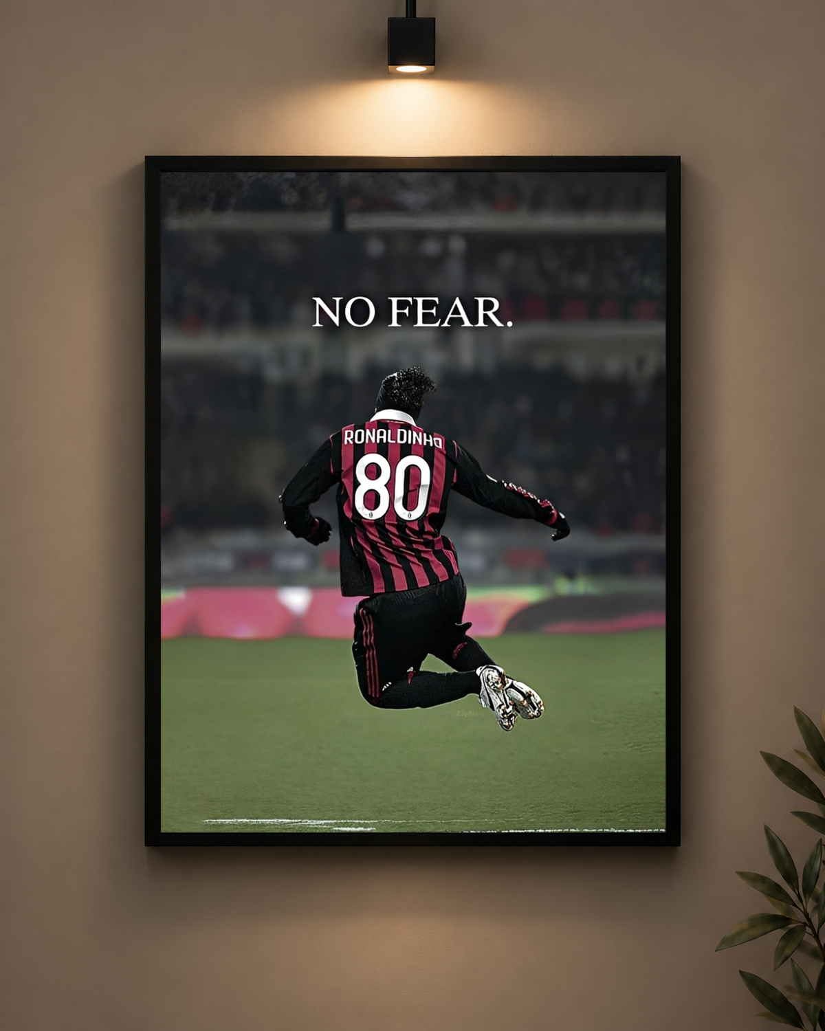 Ronaldinho No Fear Frame in black frame - PrintIt