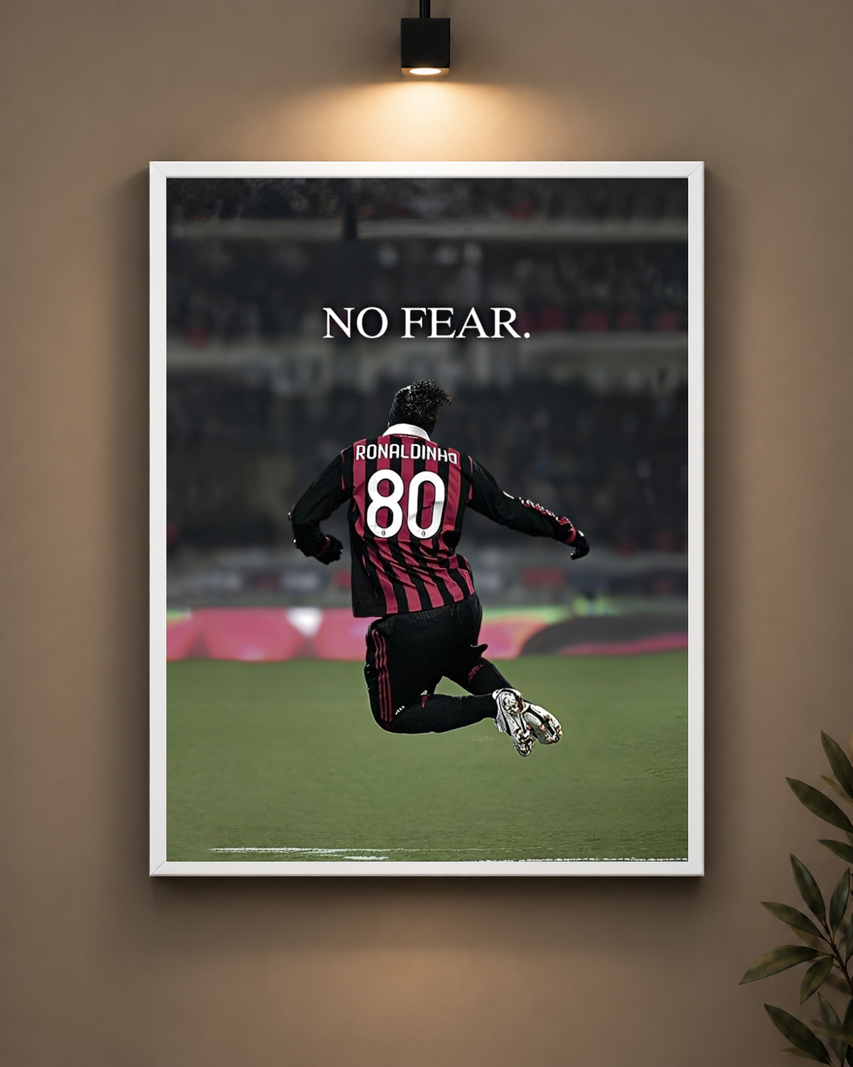 Ronaldinho No Fear Frame in white frame - PrintIt