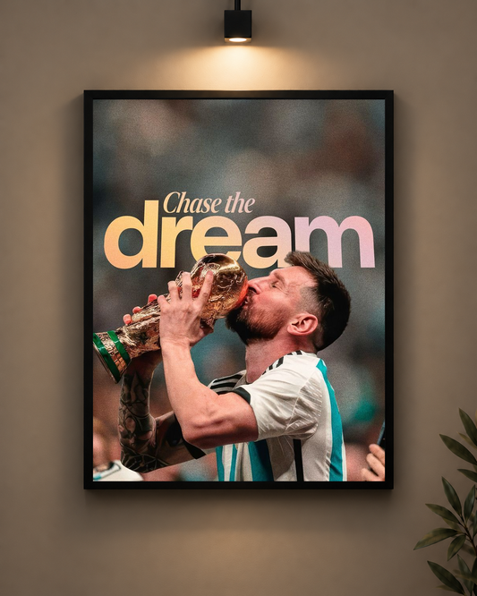 Messi Chase The Dream Frame in black frame - PrintIt