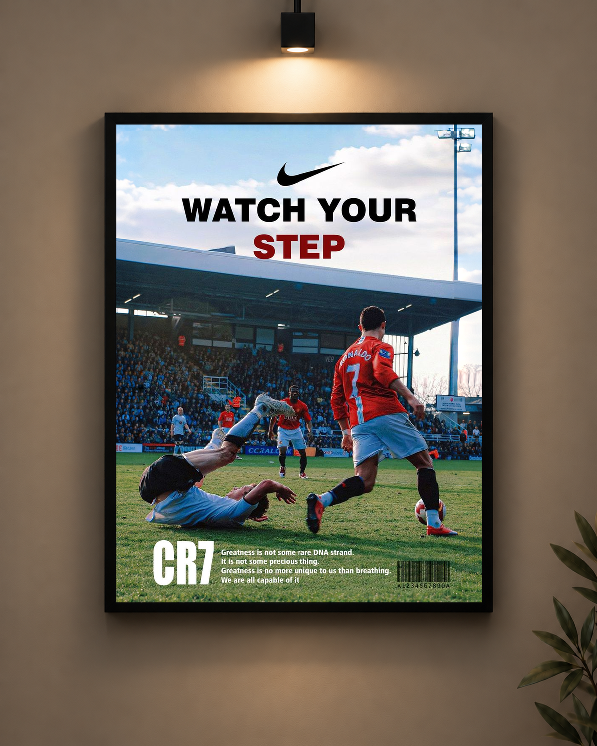 Ronaldo Watch Your Step Frame in black frame - PrintIt