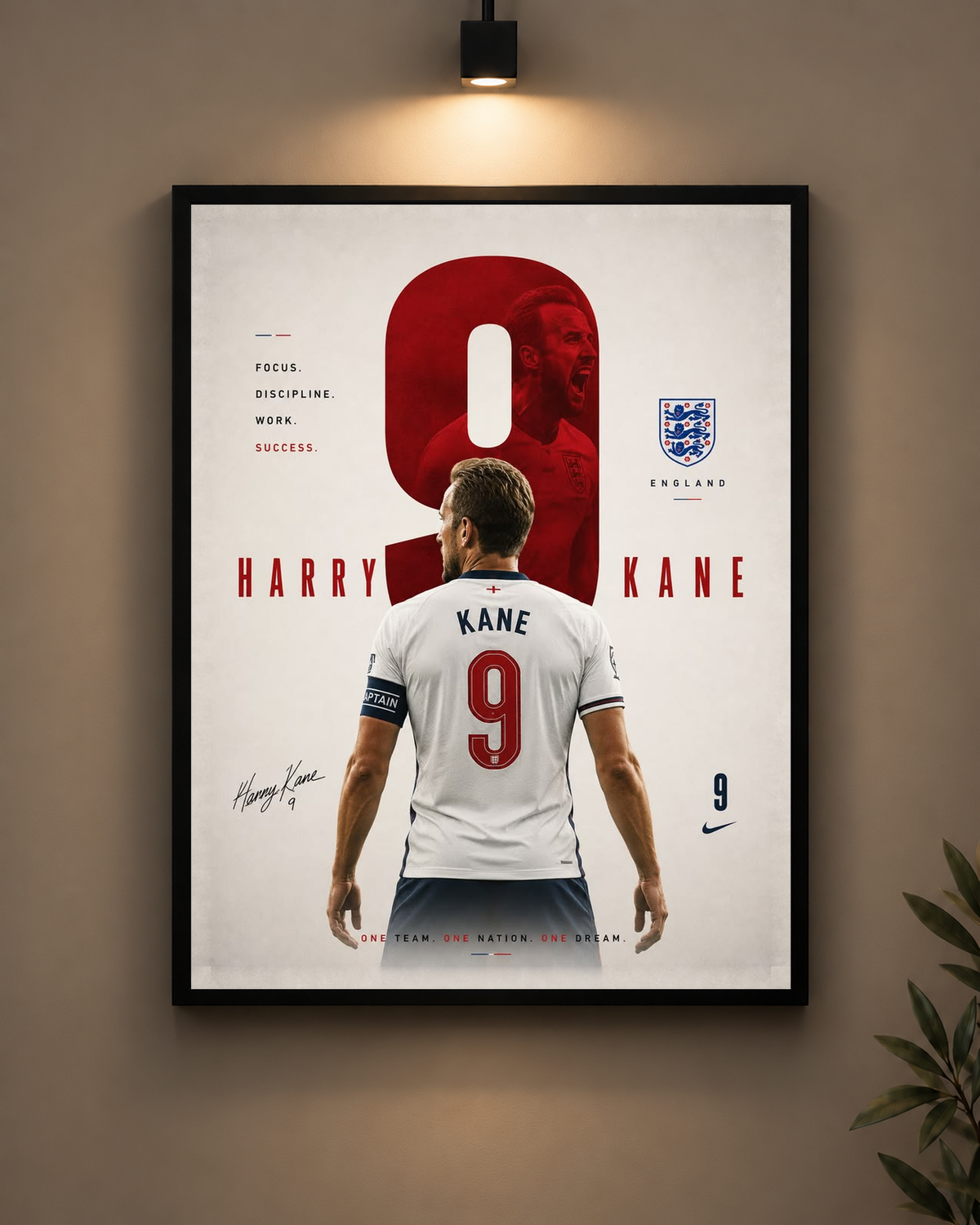 Harry Kane England Frame in black frame - PrintIt