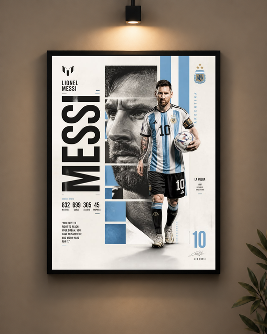 Messi Argentina Frame in black frame - PrintIt
