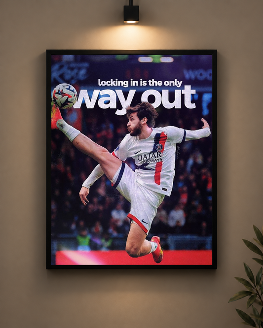 Messi Locking In Frame in black frame - PrintIt