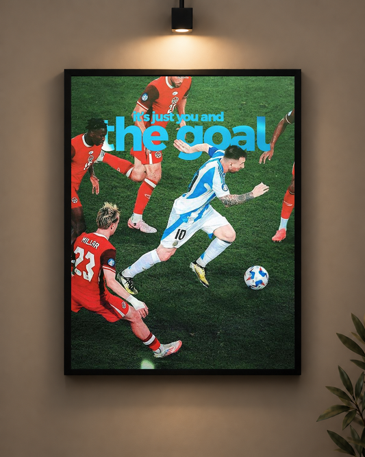 Messi You And The Goal Frame in black frame - PrintIt