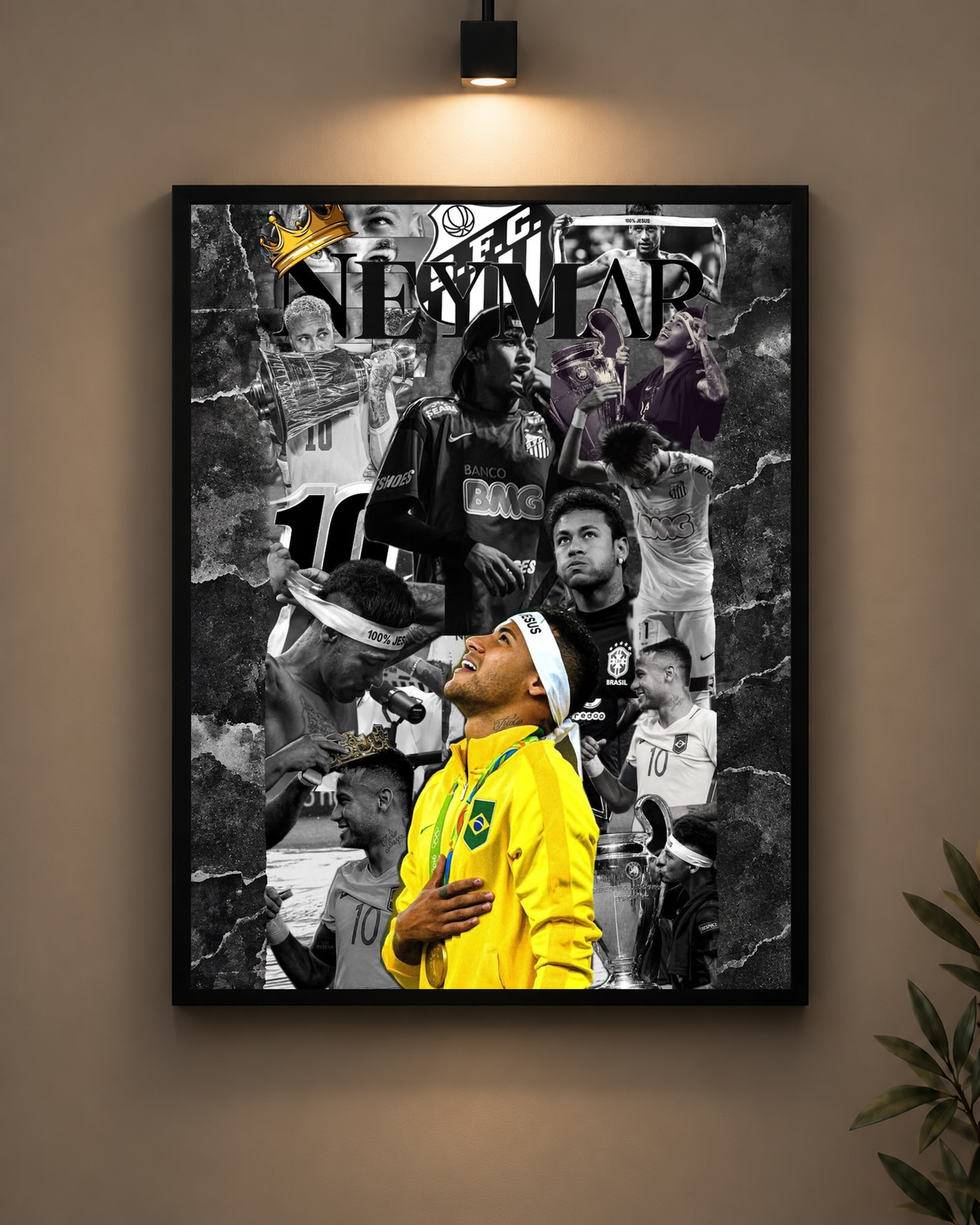 Neymar Collage Frame in black frame - PrintIt