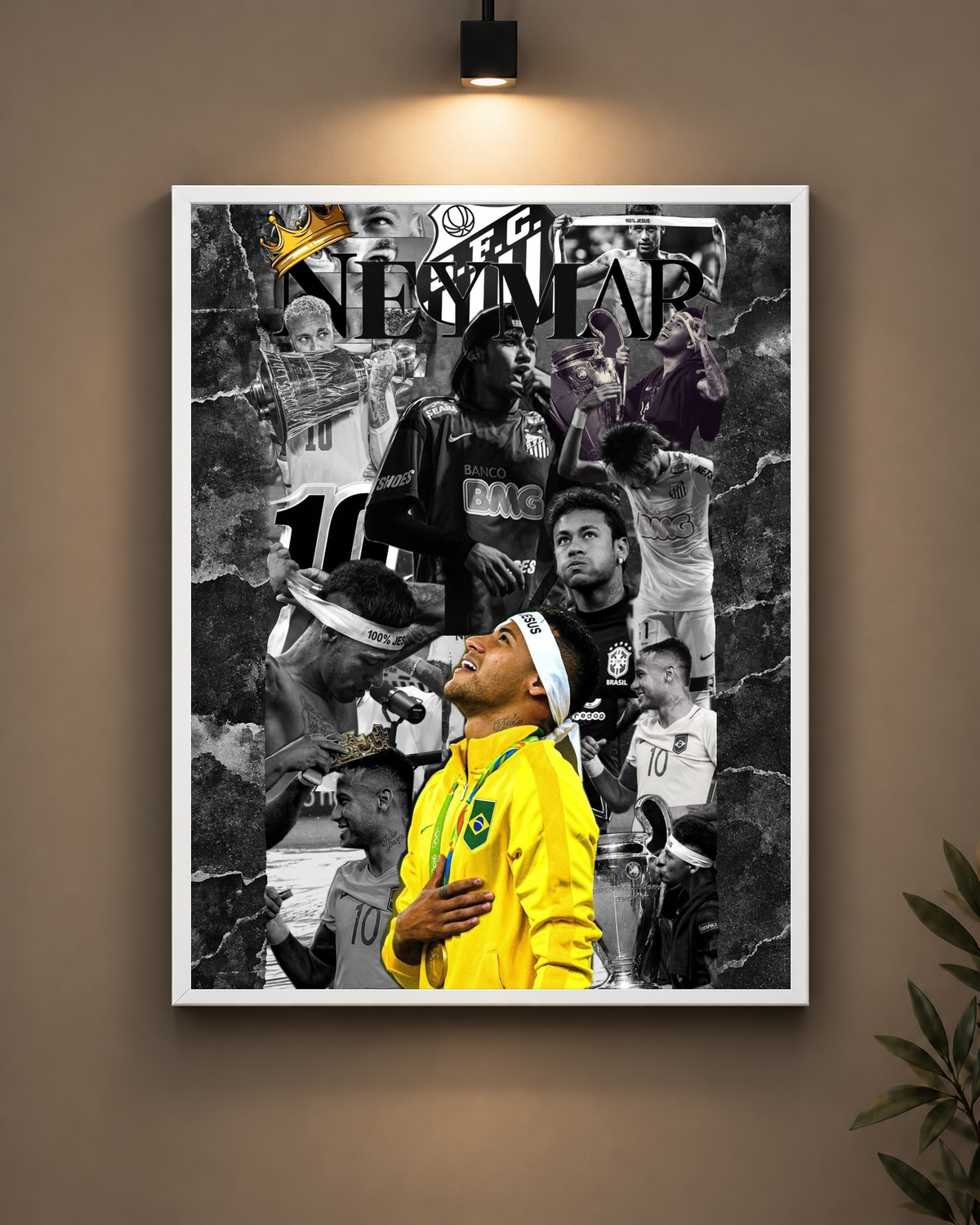 Neymar Collage Frame in white frame - PrintIt