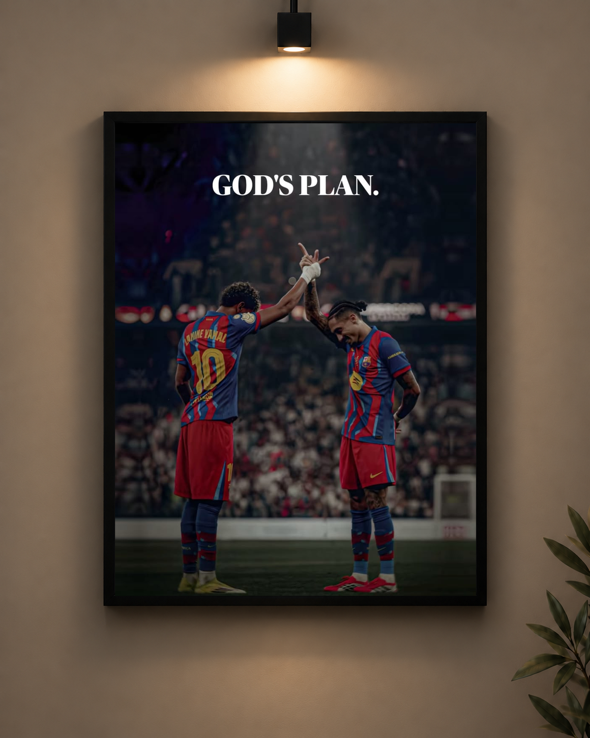 Yamal Raphinha God's Plan Frame in black frame - PrintIt