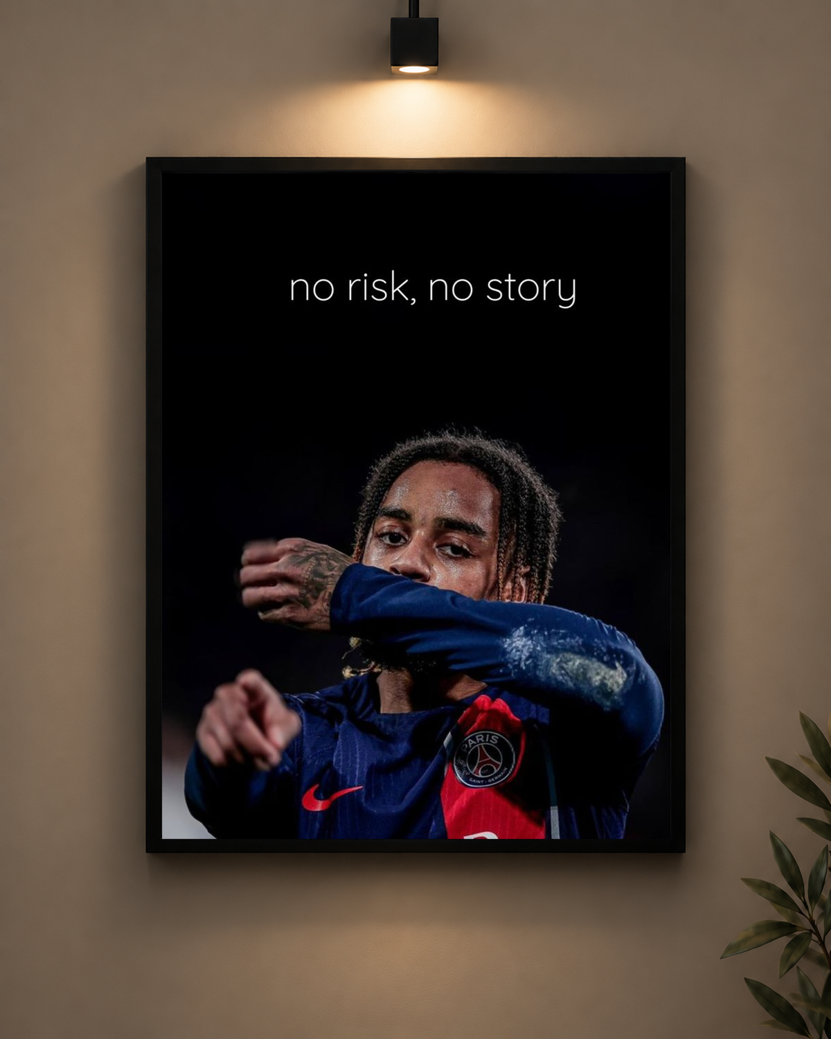 Xavi Simons No Risk No Story Frame in black frame - PrintIt