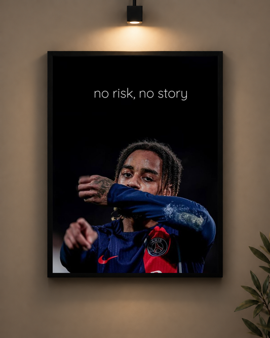 Xavi Simons No Risk No Story Frame in black frame - PrintIt