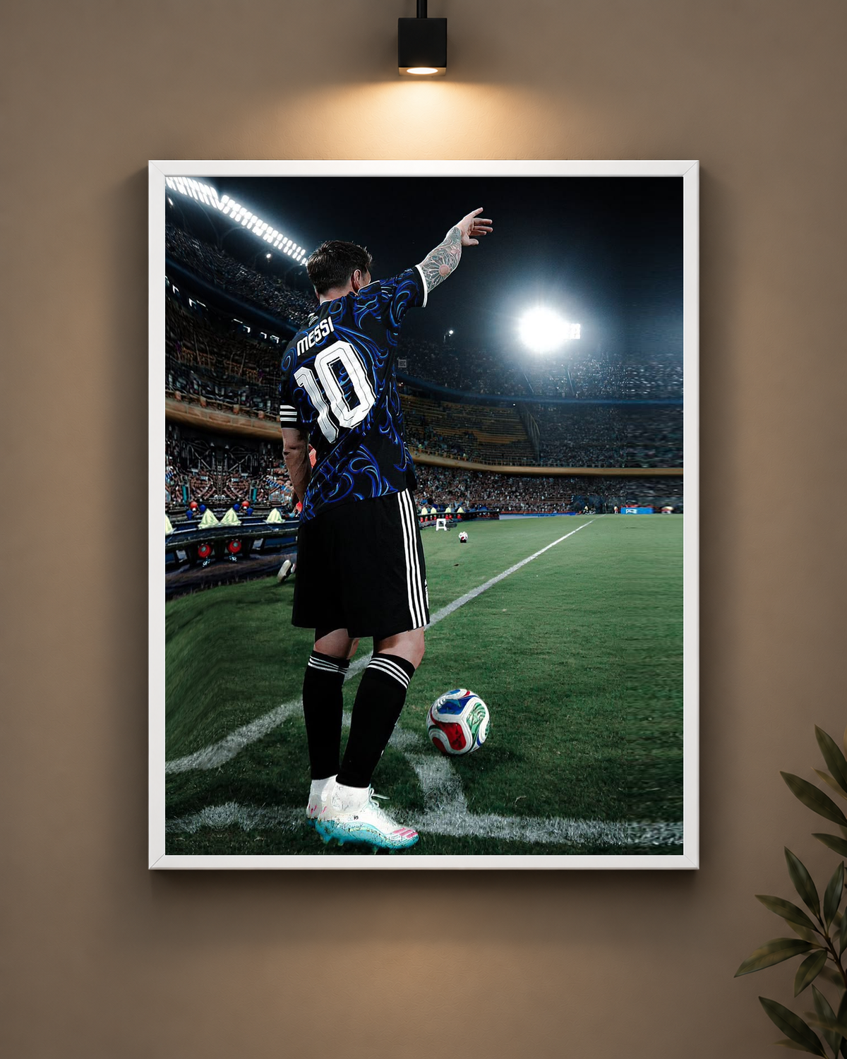 Messi Corner Frame in white frame - PrintIt