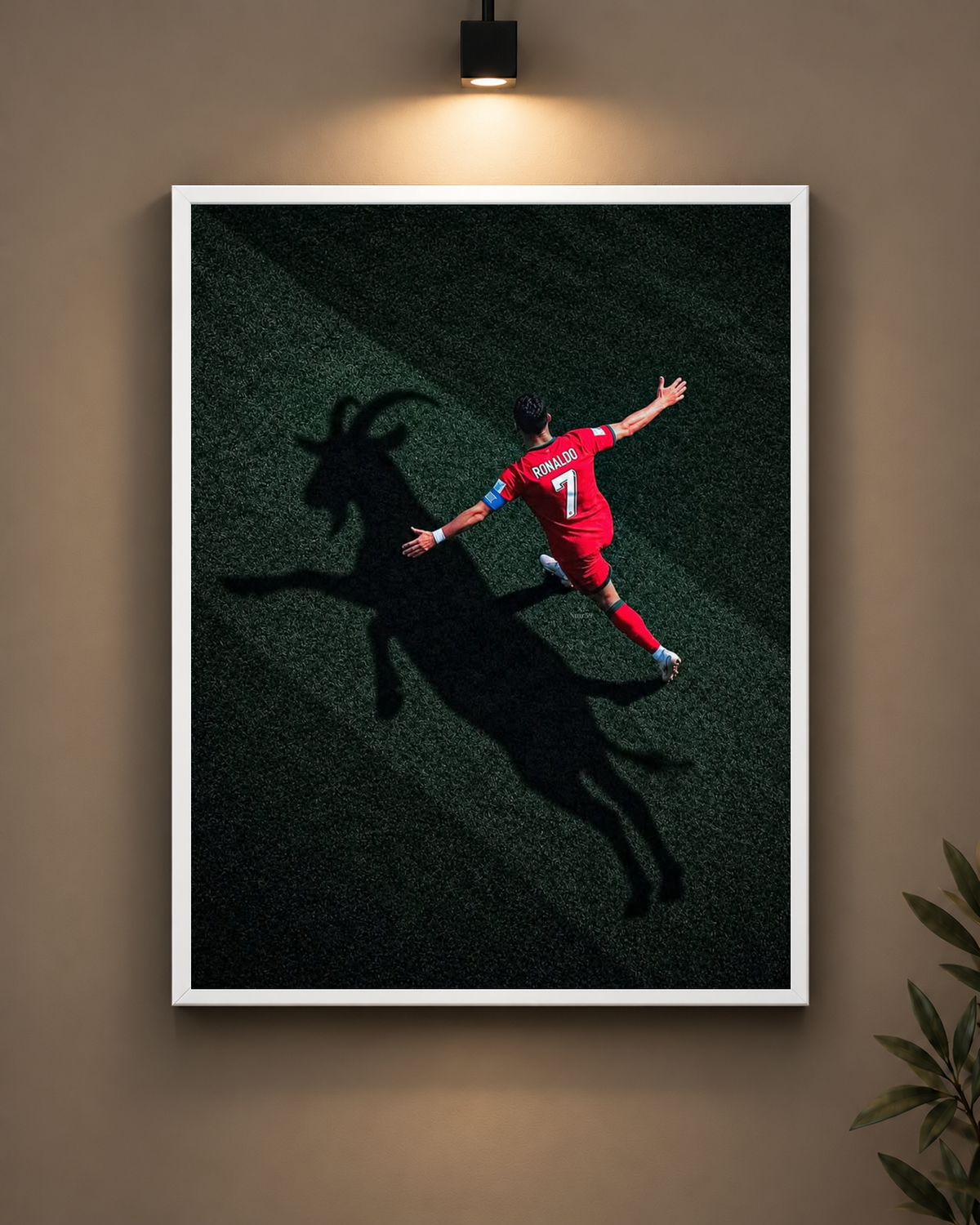 Ronaldo Goat Shadow Frame in white frame - PrintIt