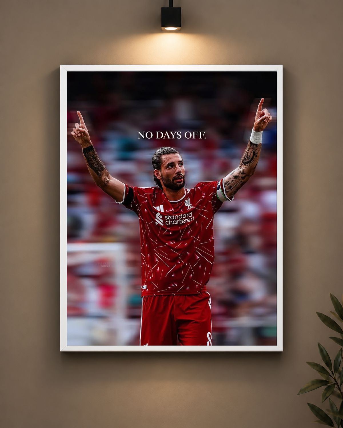 Szoboszlai No Days Off Frame in white frame - PrintIt
