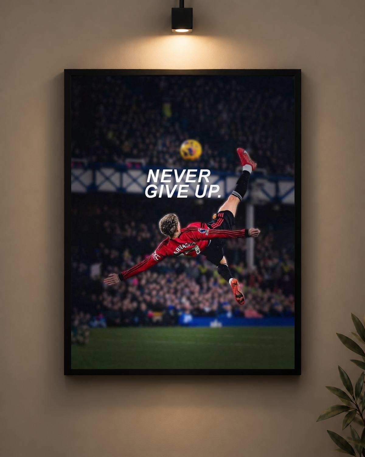 Garnacho Never Give Up Frame in black frame - PrintIt