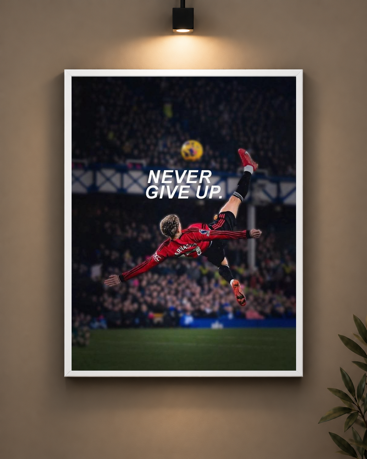Garnacho Never Give Up Frame in white frame - PrintIt