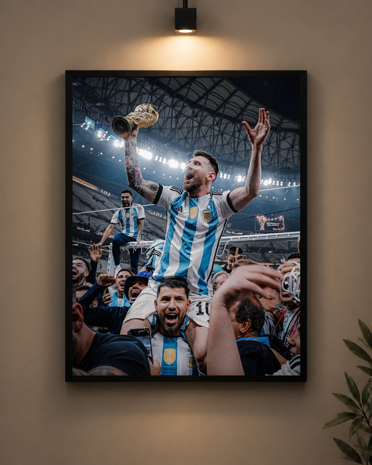 Messi World Cup Celebration Frame in black frame - PrintIt