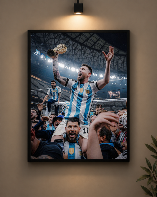 Messi World Cup Celebration Frame in black frame - PrintIt
