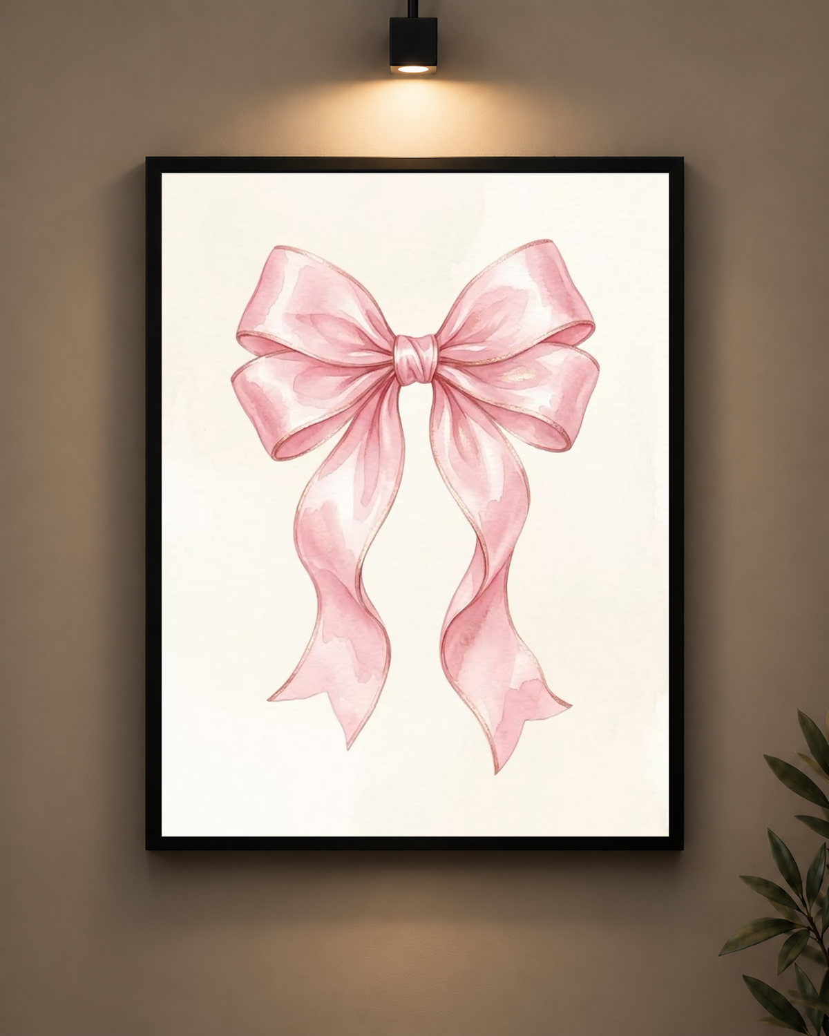 Coquette Pink Bow Frame in black frame - PrintIt