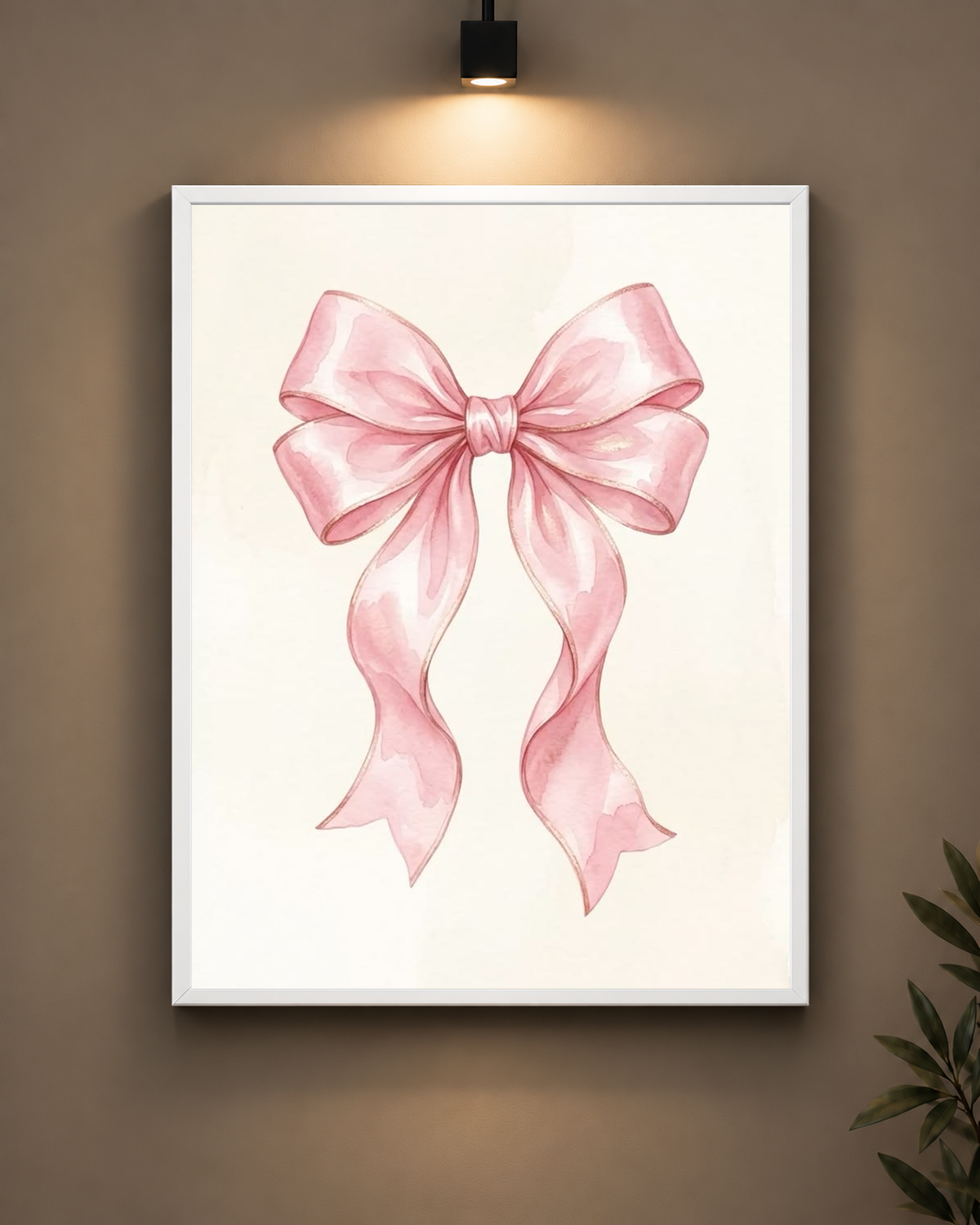 Coquette Pink Bow Frame in black frame - PrintIt