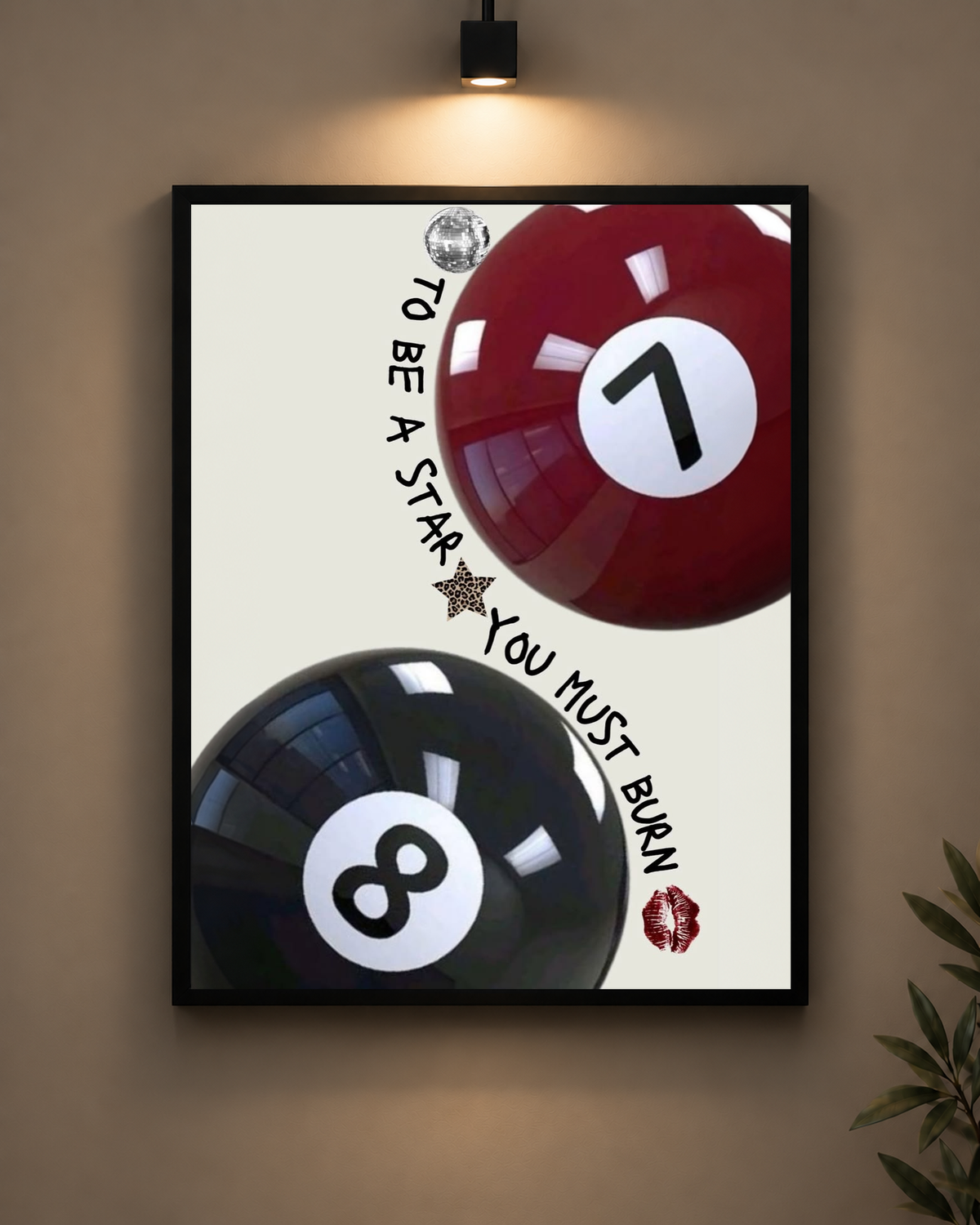 Lucky Seven and Eight Balls Frame in black frame - PrintIt