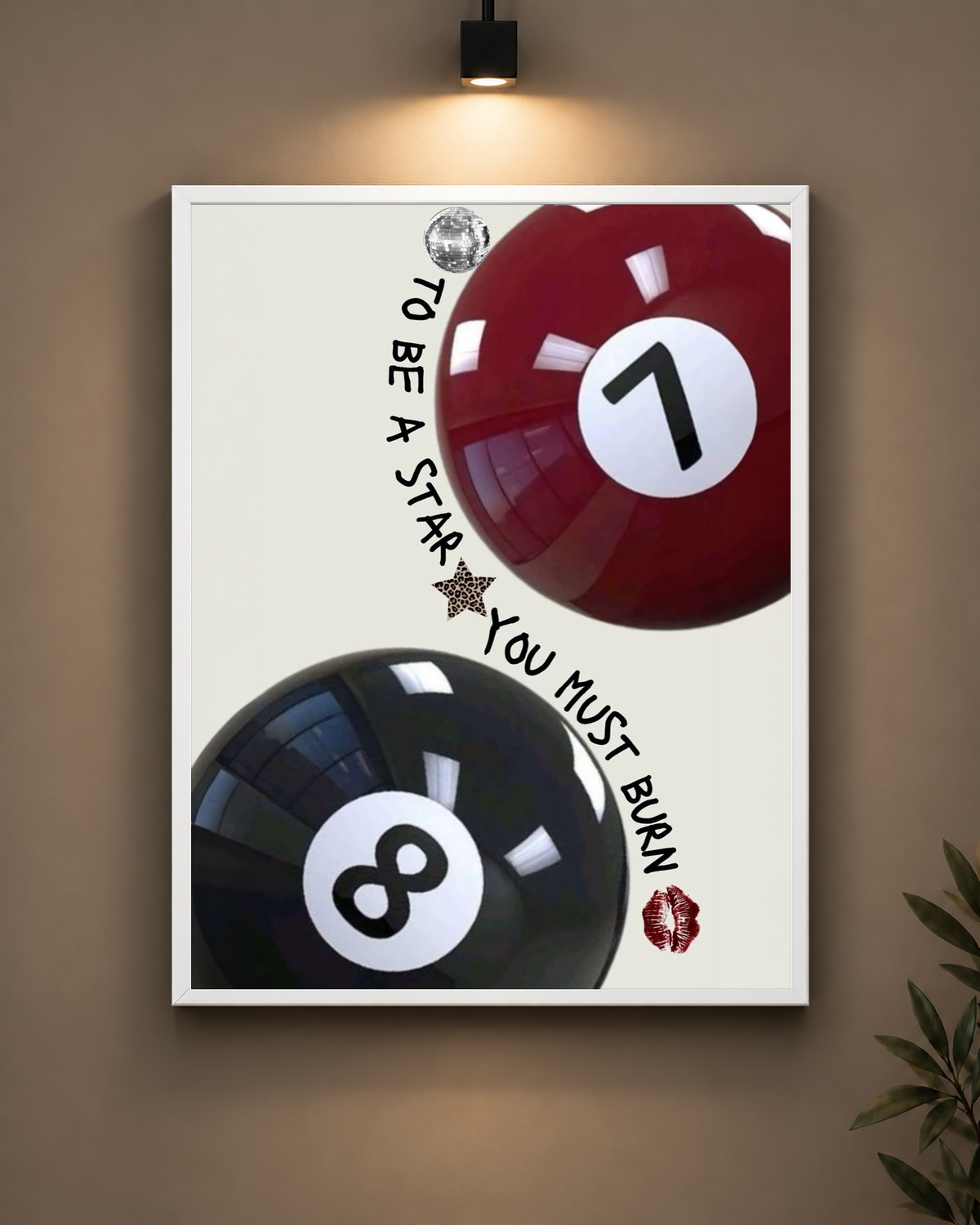 Lucky Seven and Eight Balls Frame in black frame - PrintIt