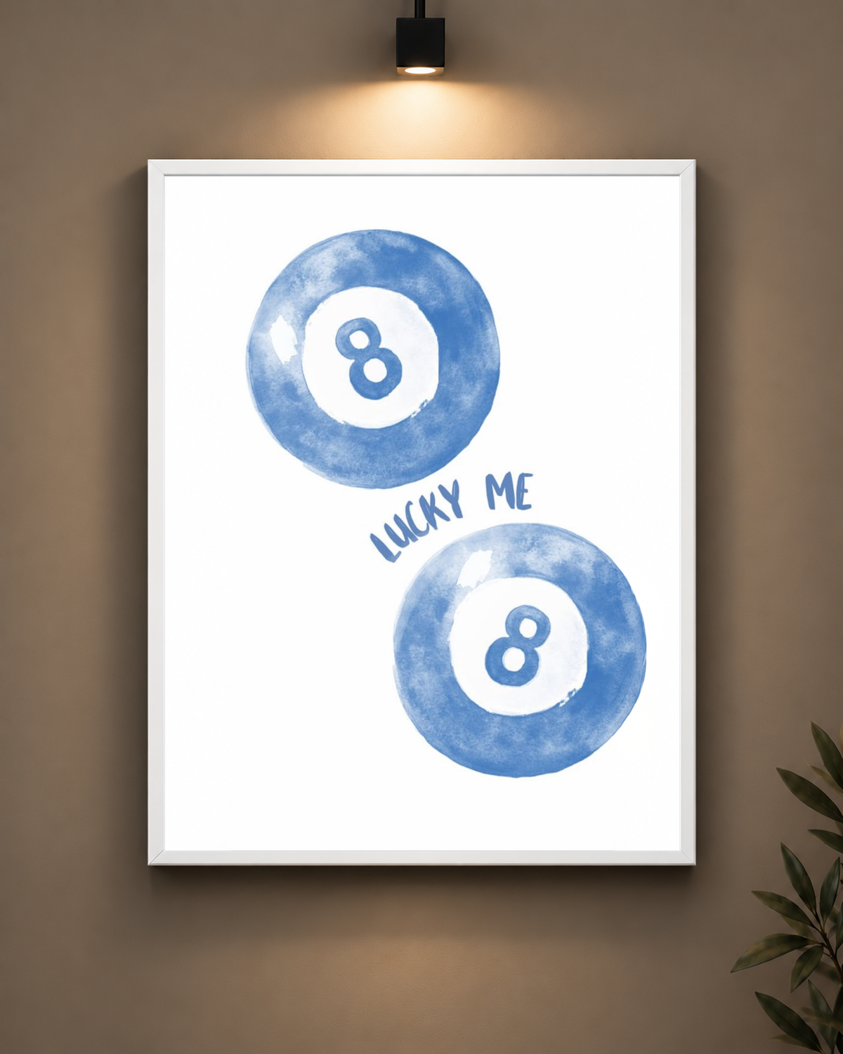 Lucky Me Blue Eight Balls Frame in black frame - PrintIt