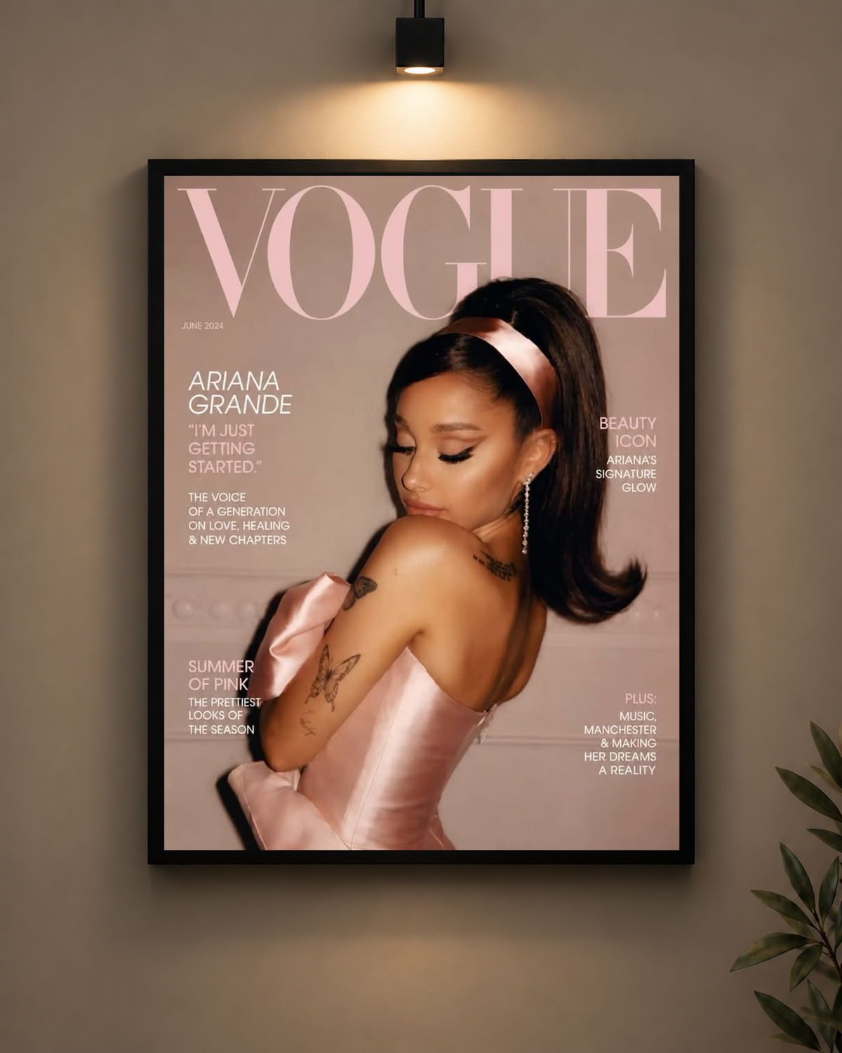 Ariana Grande Vogue Cover Frame in black frame - PrintIt