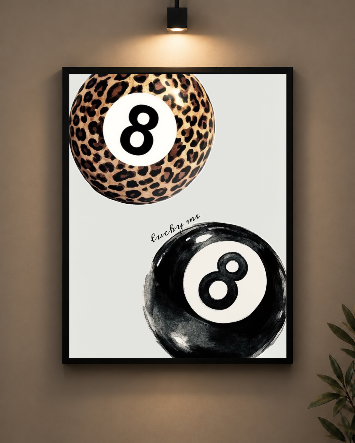Leopard Eight Balls Frame in black frame - PrintIt