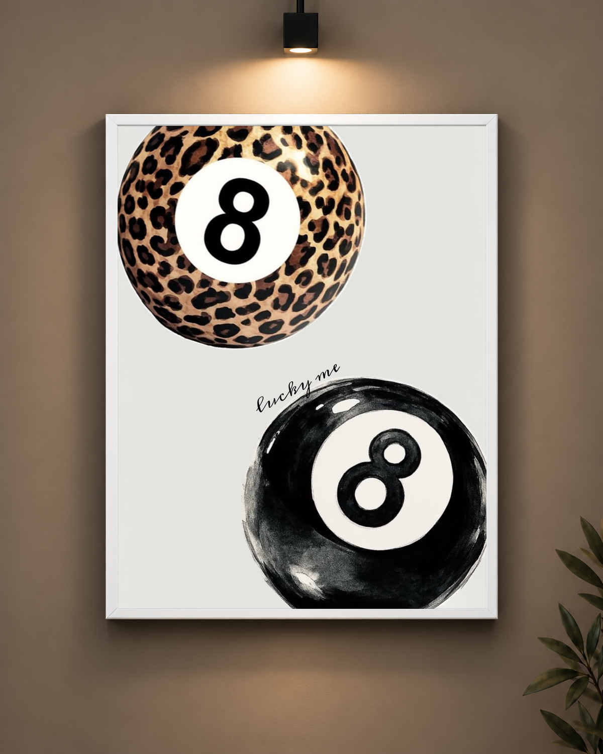 Leopard Eight Balls Frame in black frame - PrintIt