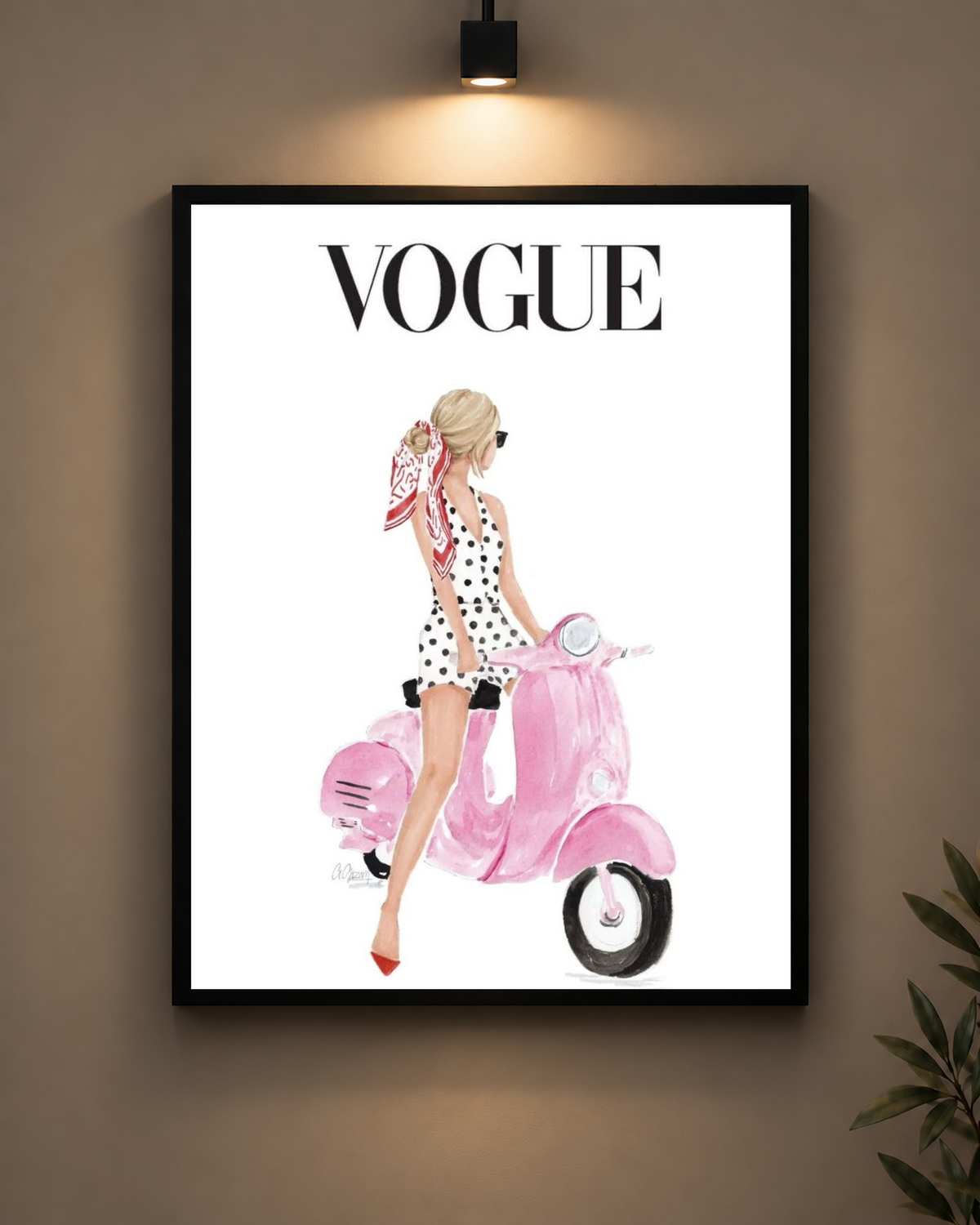 Vogue Pink Vespa Frame in black frame - PrintIt