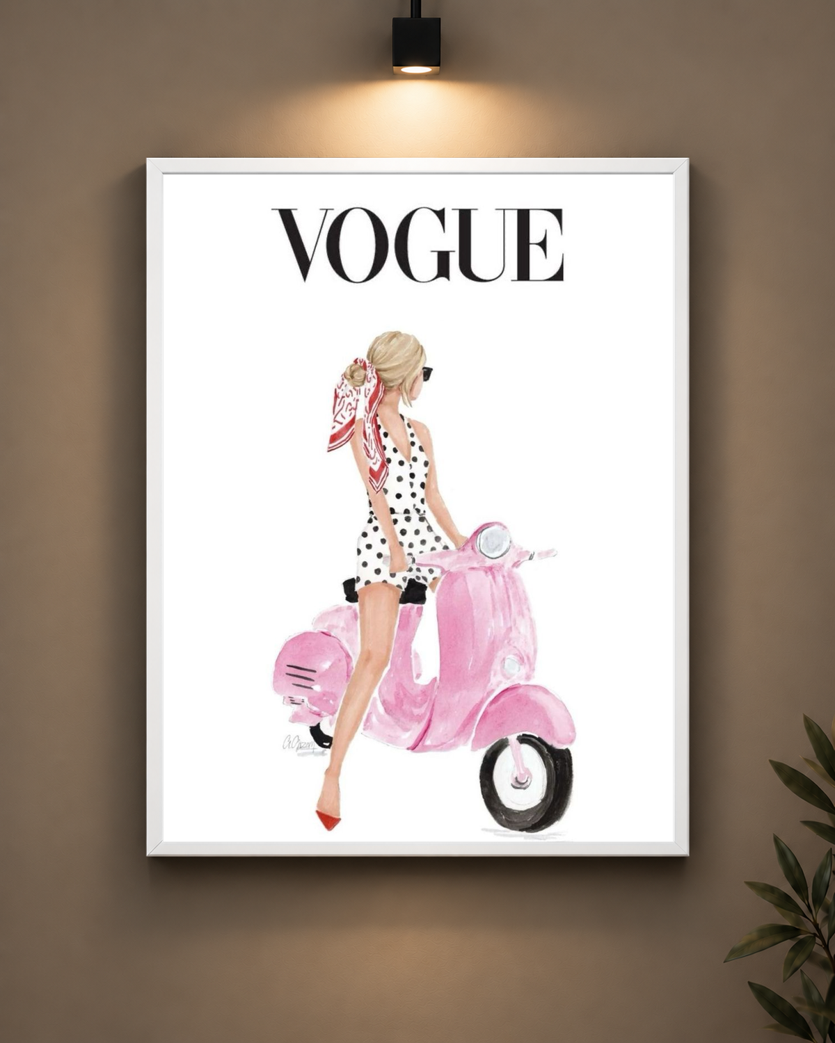 Vogue Pink Vespa Frame in black frame - PrintIt