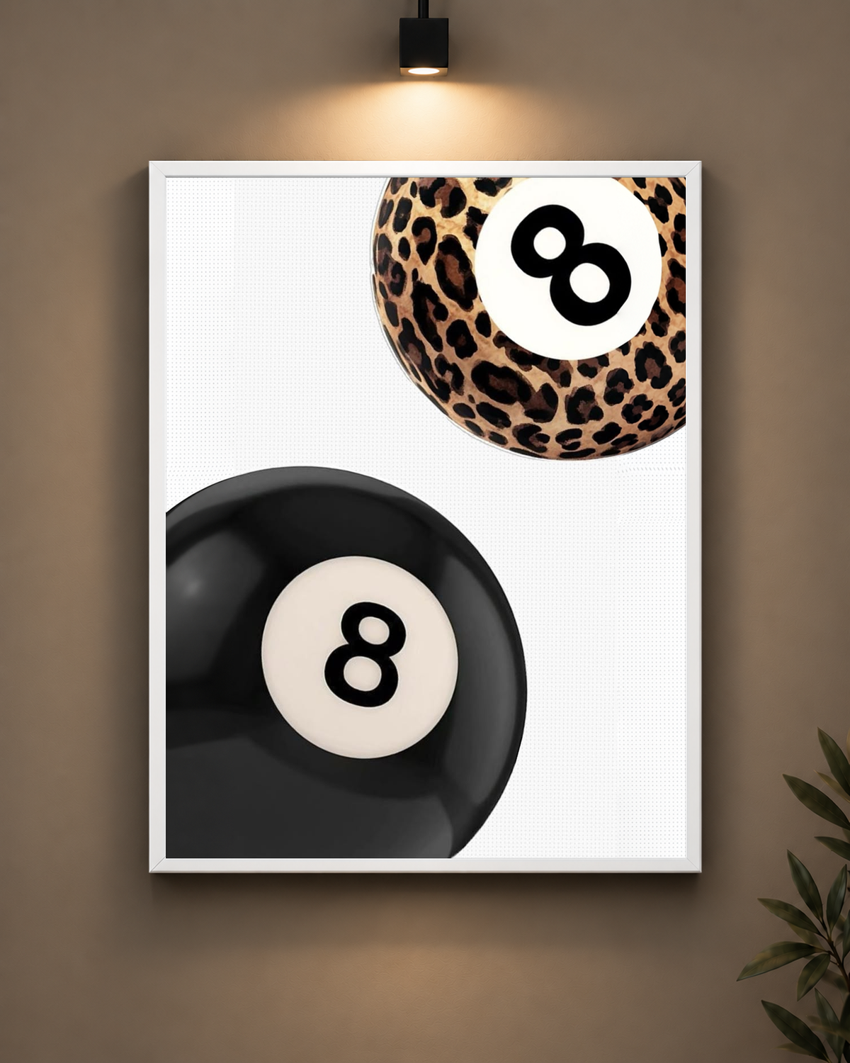 Black and Leopard Eight Balls Frame in black frame - PrintIt