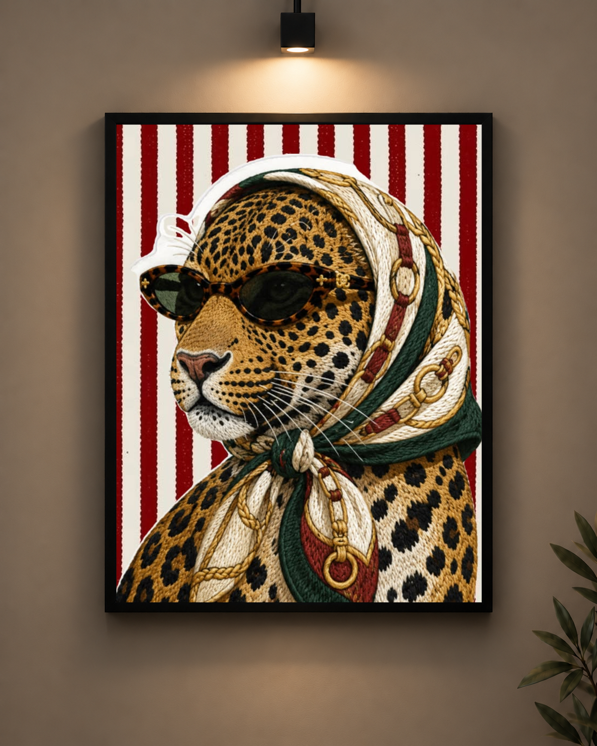 Leopard Scarf Portrait Frame in black frame - PrintIt