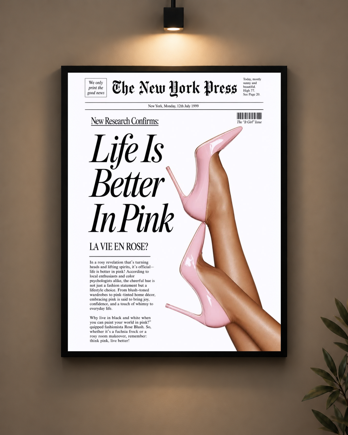 Life Is Better In Pink Frame in black frame - PrintIt
