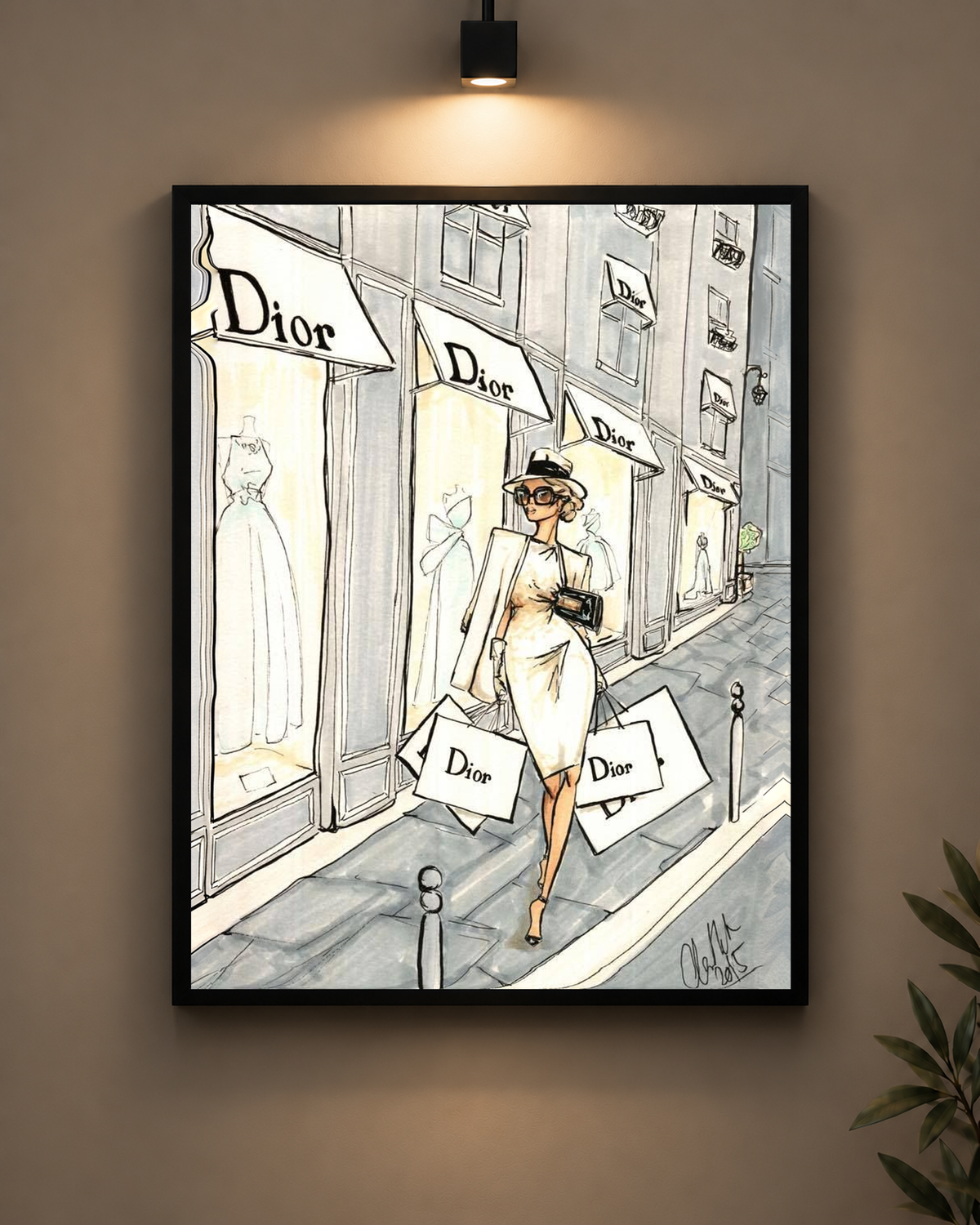 Dior Shopping in Paris Frame in black frame - PrintIt