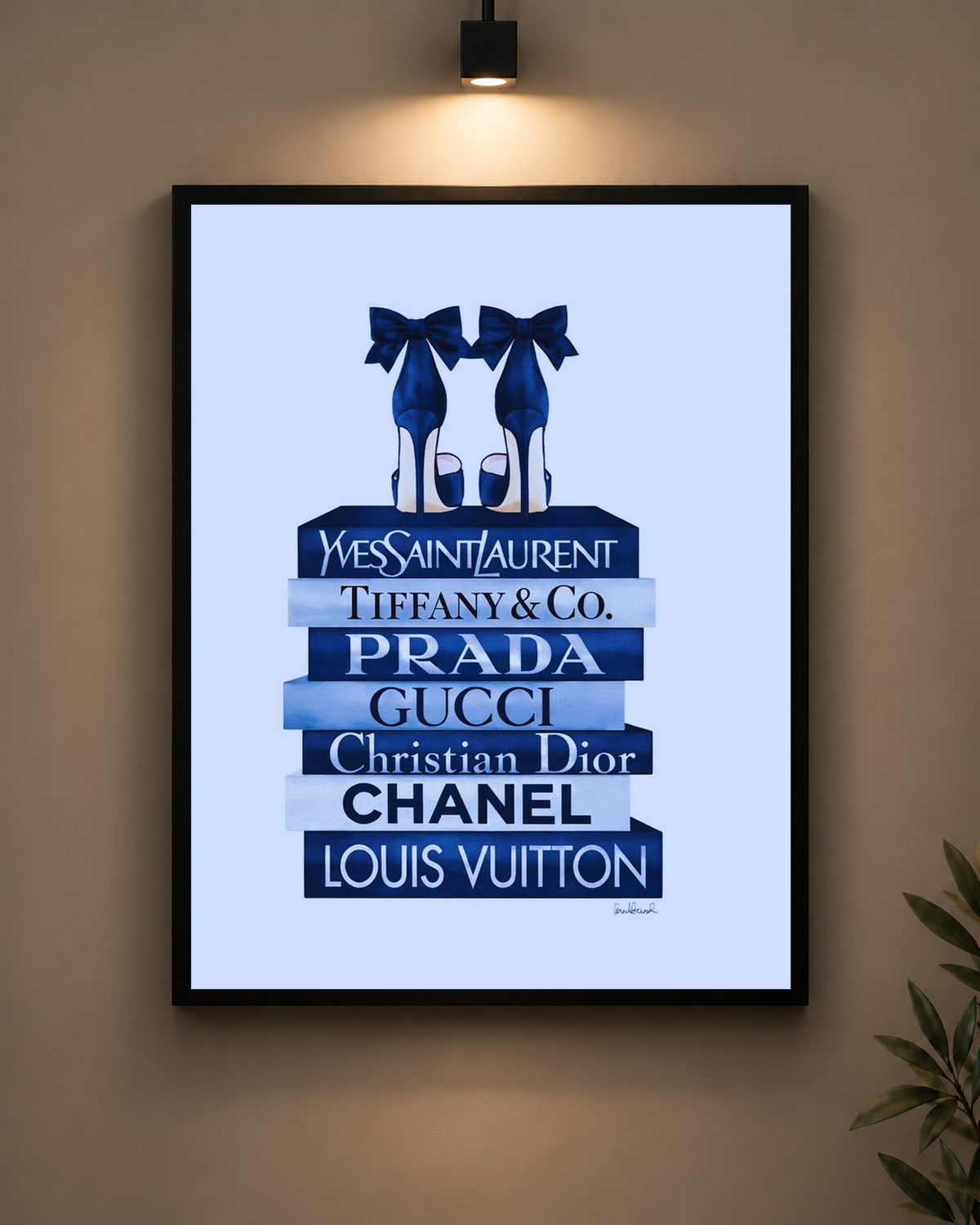 Blue Designer Brands Frame in black frame - PrintIt