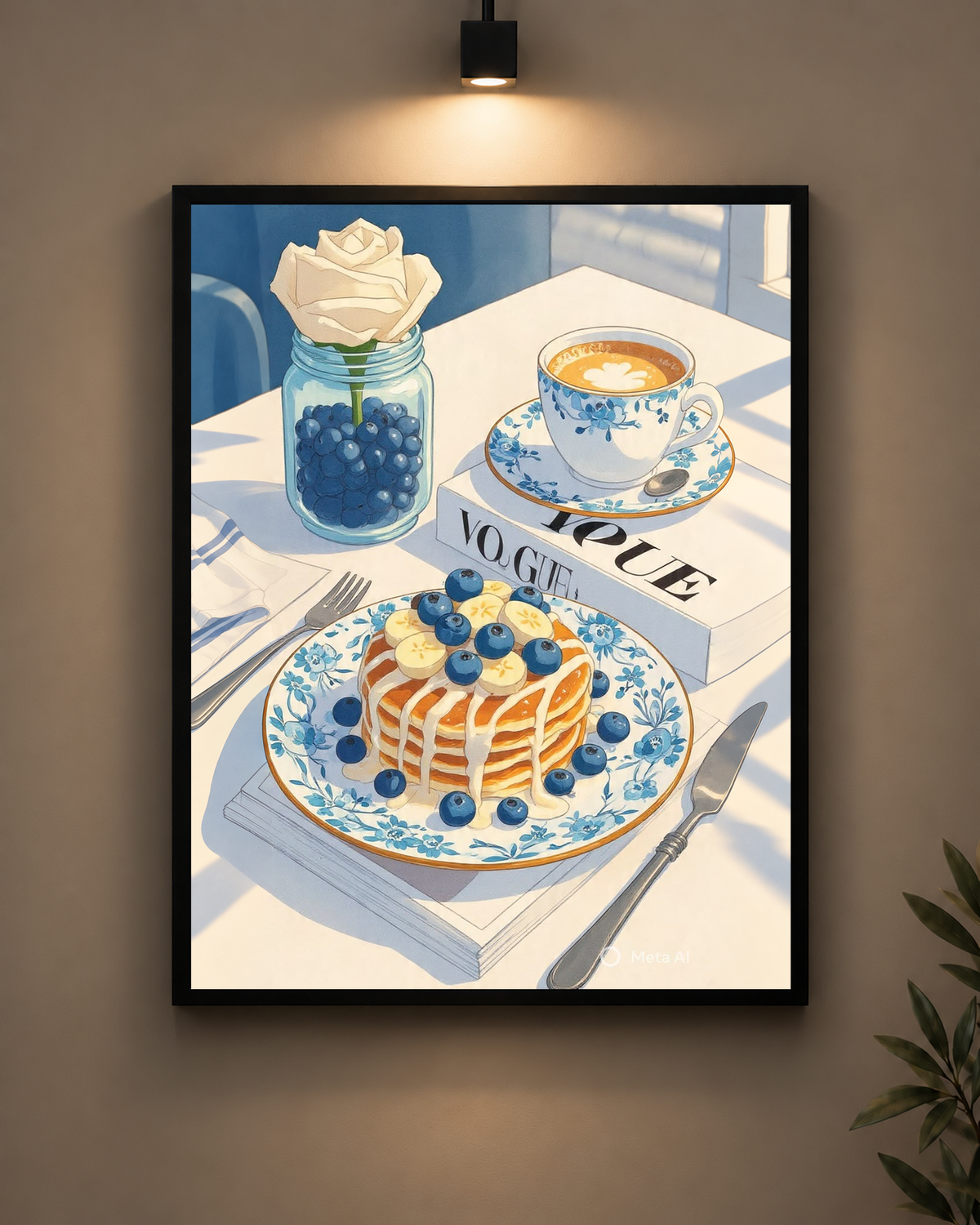 Vogue Pancakes and Coffee Frame in black frame - PrintIt