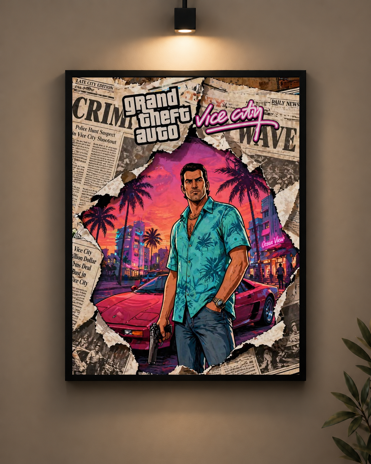 GTA Vice City Frame in black frame - PrintIt