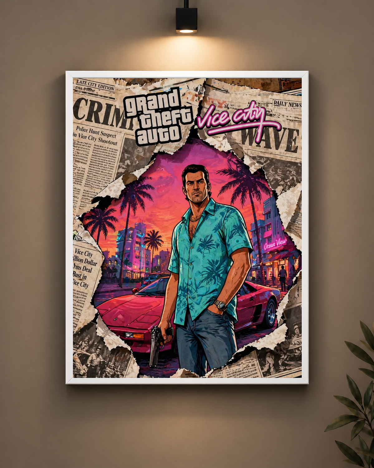 GTA Vice City Frame in black frame - PrintIt
