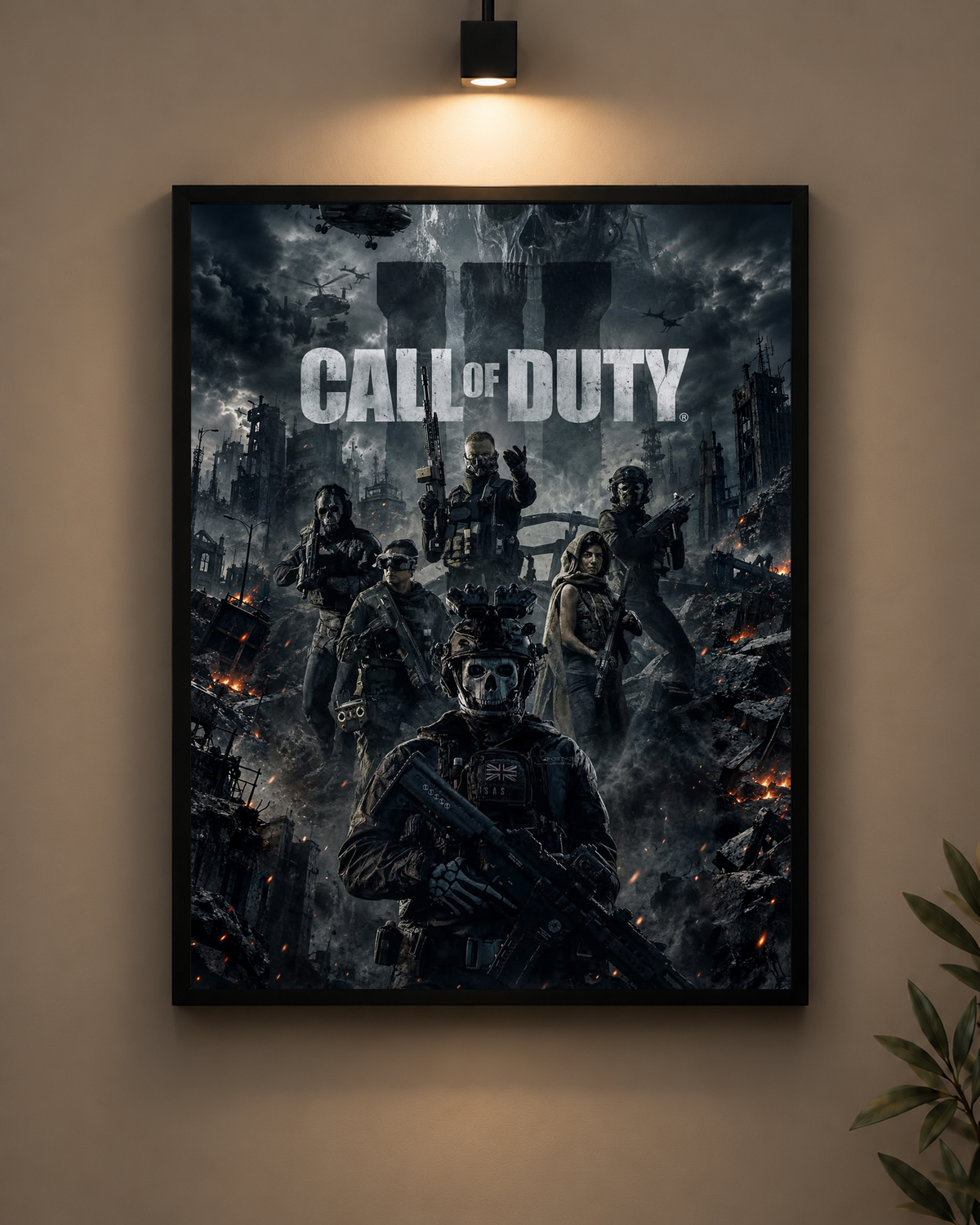Call of Duty Ghost Dark Frame in black frame - PrintIt