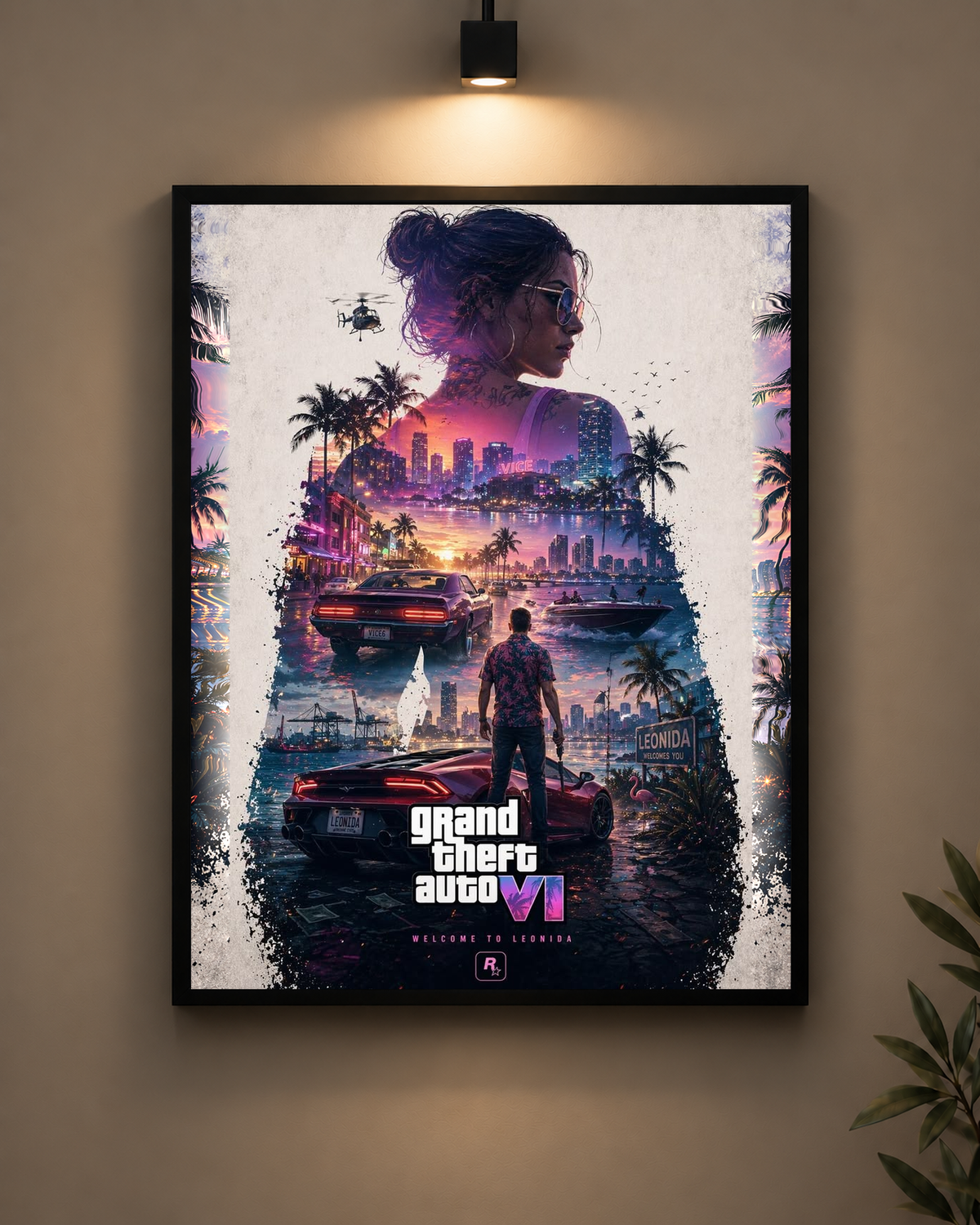 GTA VI City Frame in black frame - PrintIt