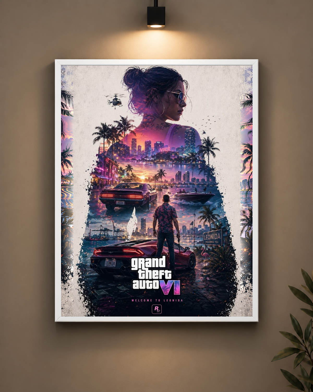 GTA VI City Frame in black frame - PrintIt