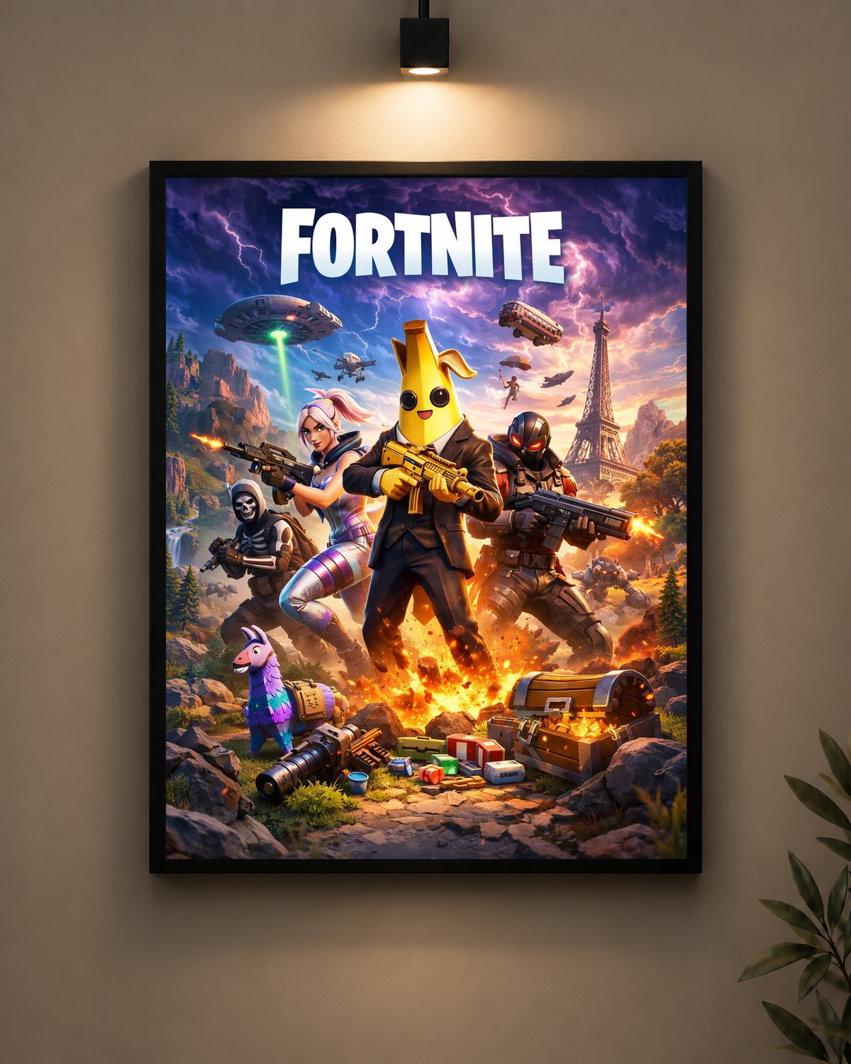 Fortnite Battle Scene Frame in black frame - PrintIt