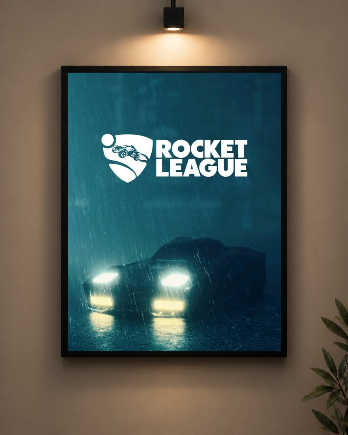Rocket League Rain Frame in black frame - PrintIt