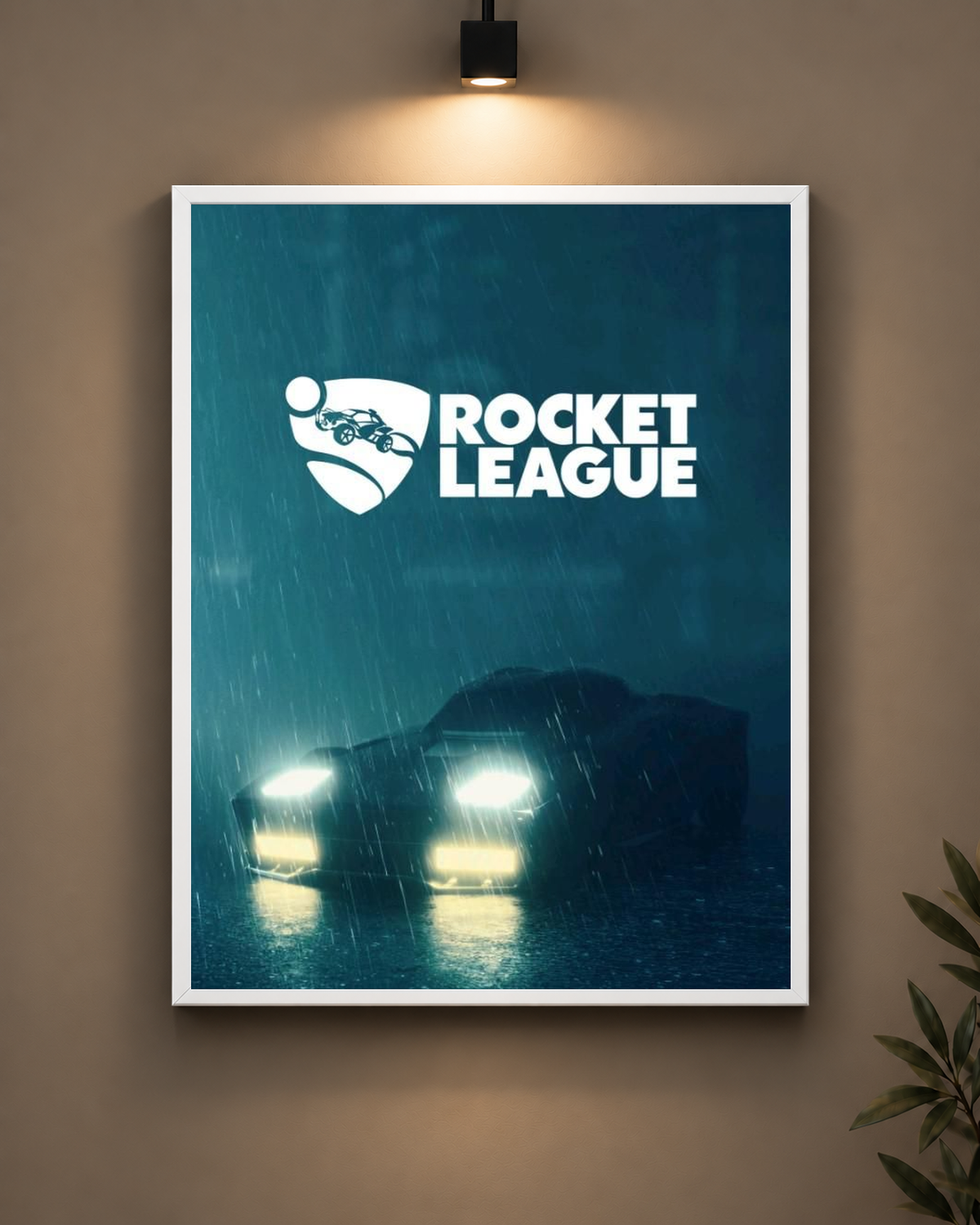 Rocket League Rain Frame in black frame - PrintIt